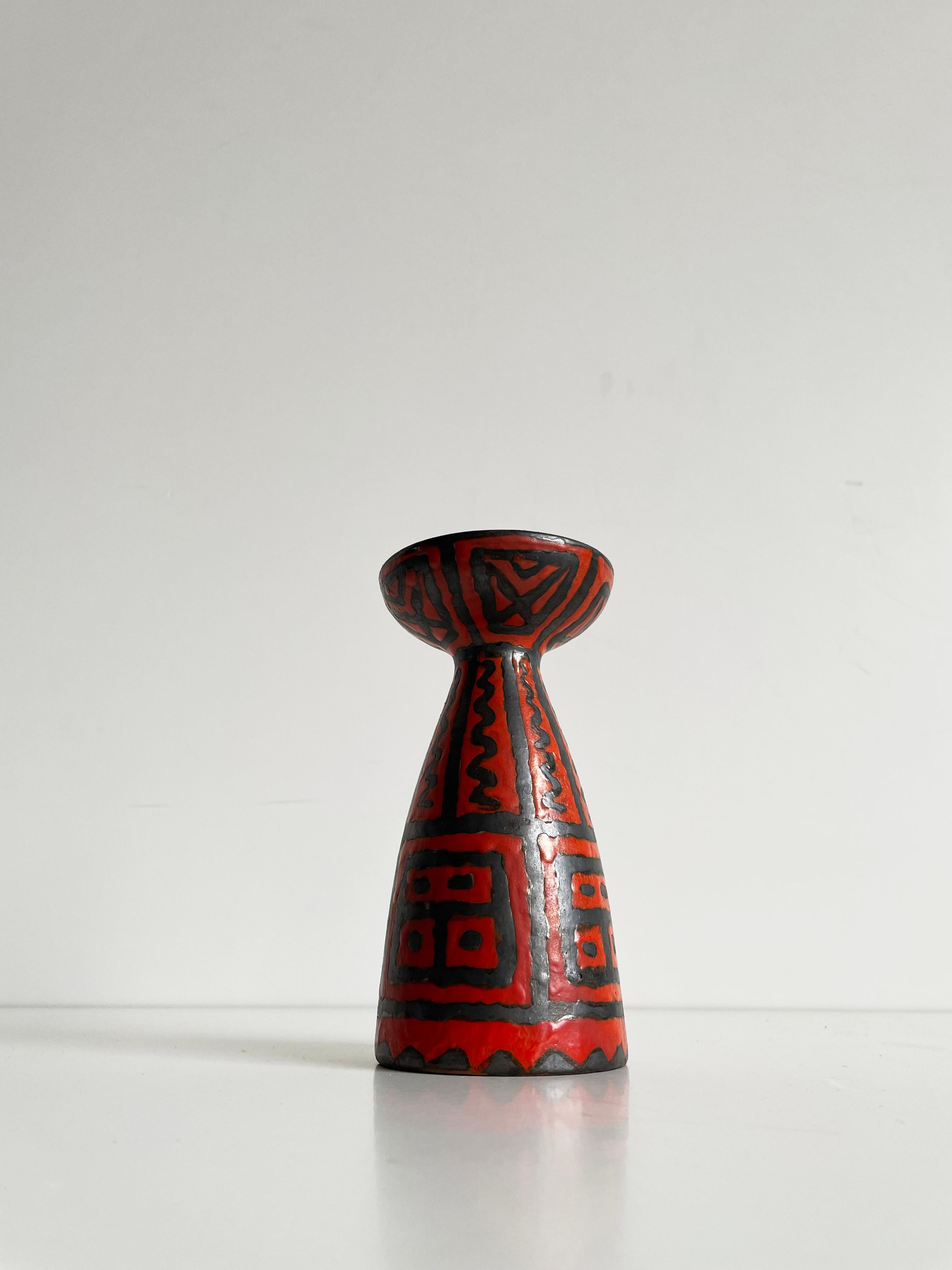 Mid-Century Ceramic Candle Holder, Abstract Pattern, 1960s 1