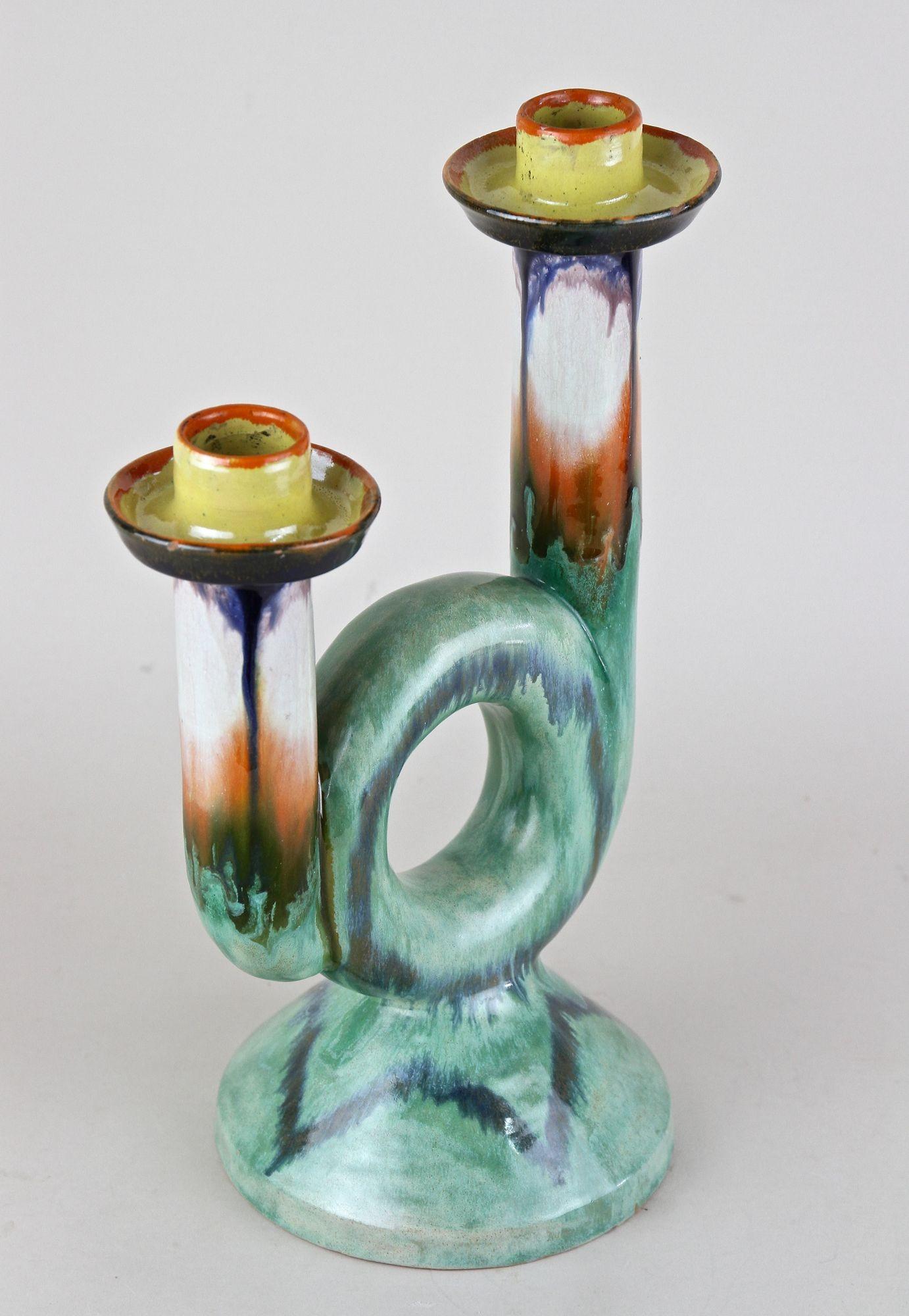 Mid Century Ceramic Candle Holder, Marked - Austria ca. 1950 For Sale 3