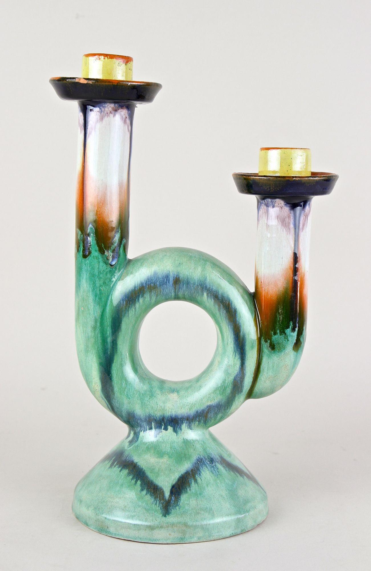 Mid Century Ceramic Candle Holder, Marked - Austria ca. 1950 For Sale 6