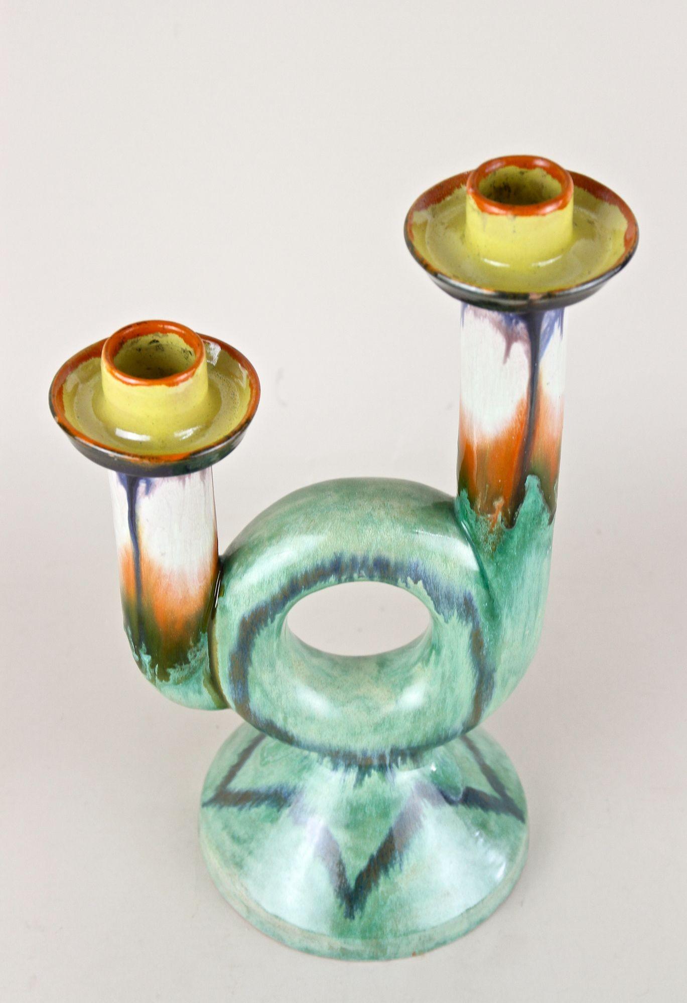 Mid Century Ceramic Candle Holder, Marked - Austria ca. 1950 For Sale 10