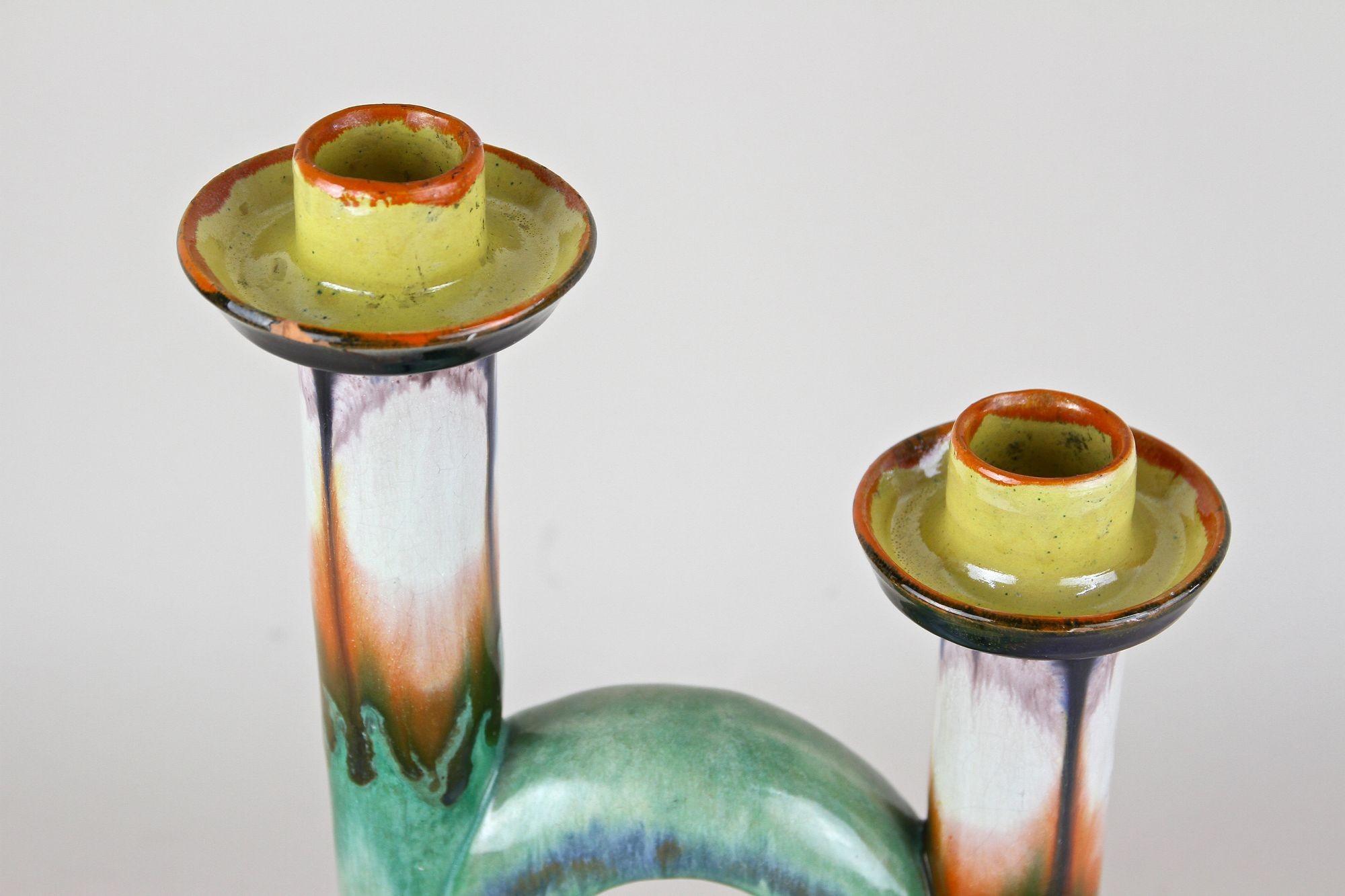 Austrian Mid Century Ceramic Candle Holder, Marked - Austria ca. 1950 For Sale
