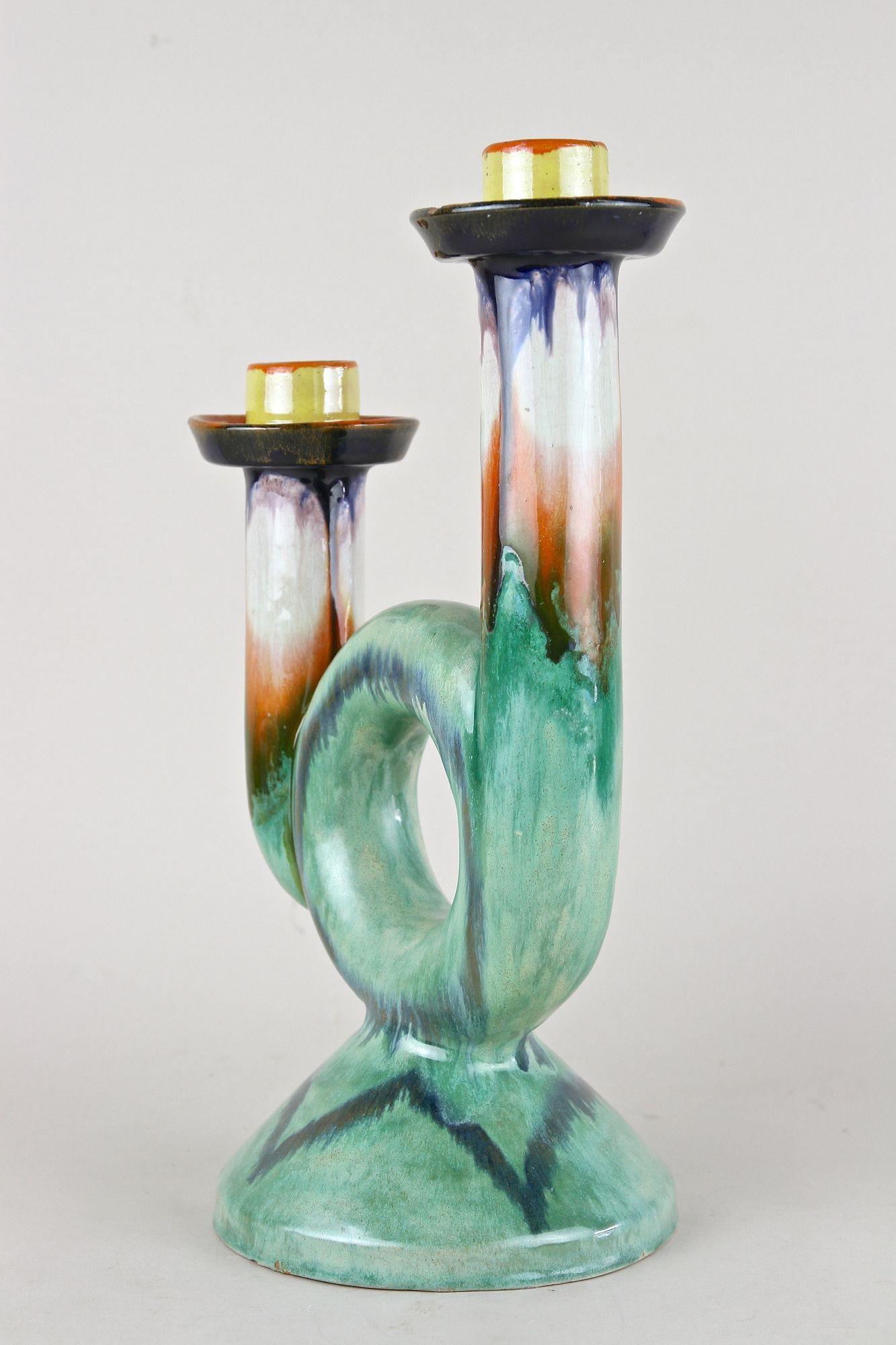 Mid Century Ceramic Candle Holder, Marked - Austria ca. 1950 In Good Condition For Sale In Lichtenberg, AT