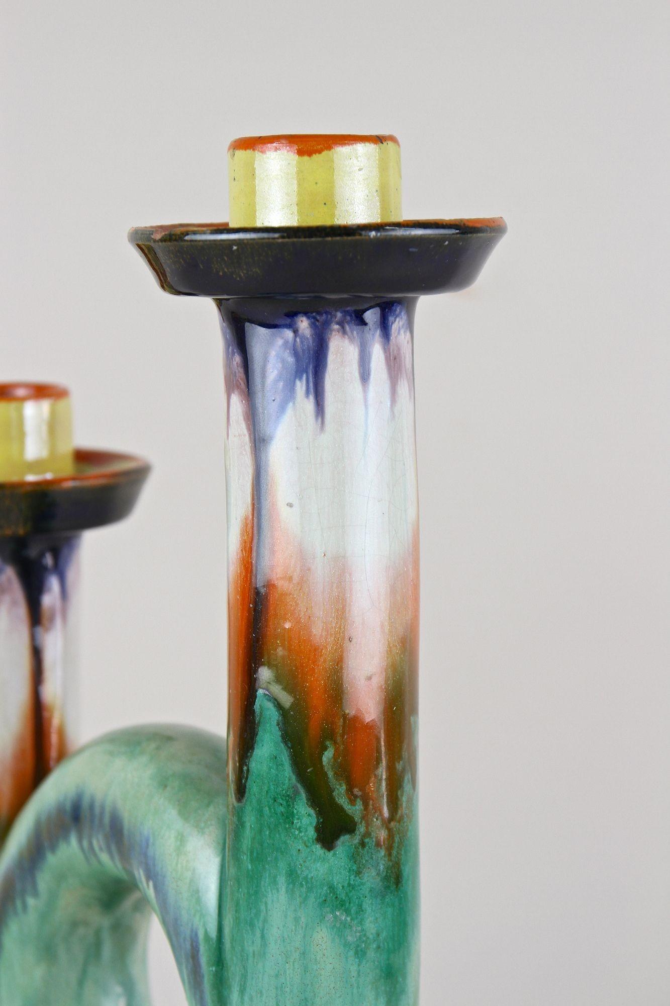 20th Century Mid Century Ceramic Candle Holder, Marked - Austria ca. 1950 For Sale