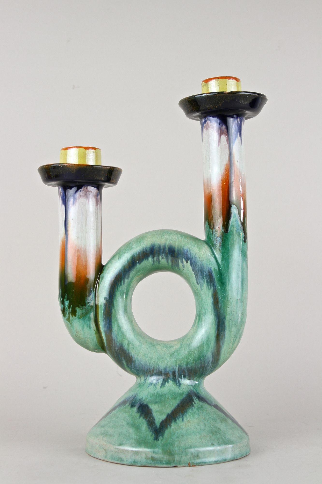 Mid Century Ceramic Candle Holder, Marked - Austria ca. 1950 For Sale 1
