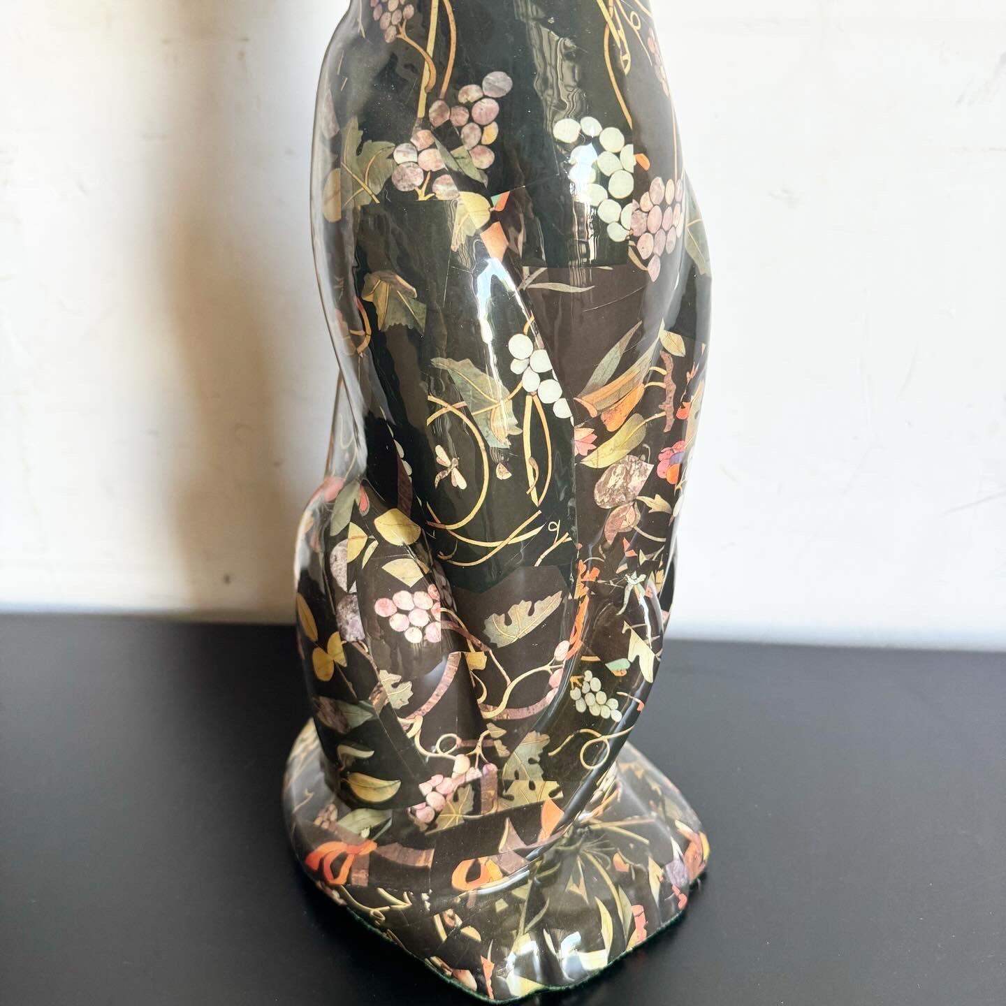 Canadese Gatto in ceramica del metà secolo scorso con finitura a motivi foliage in vendita