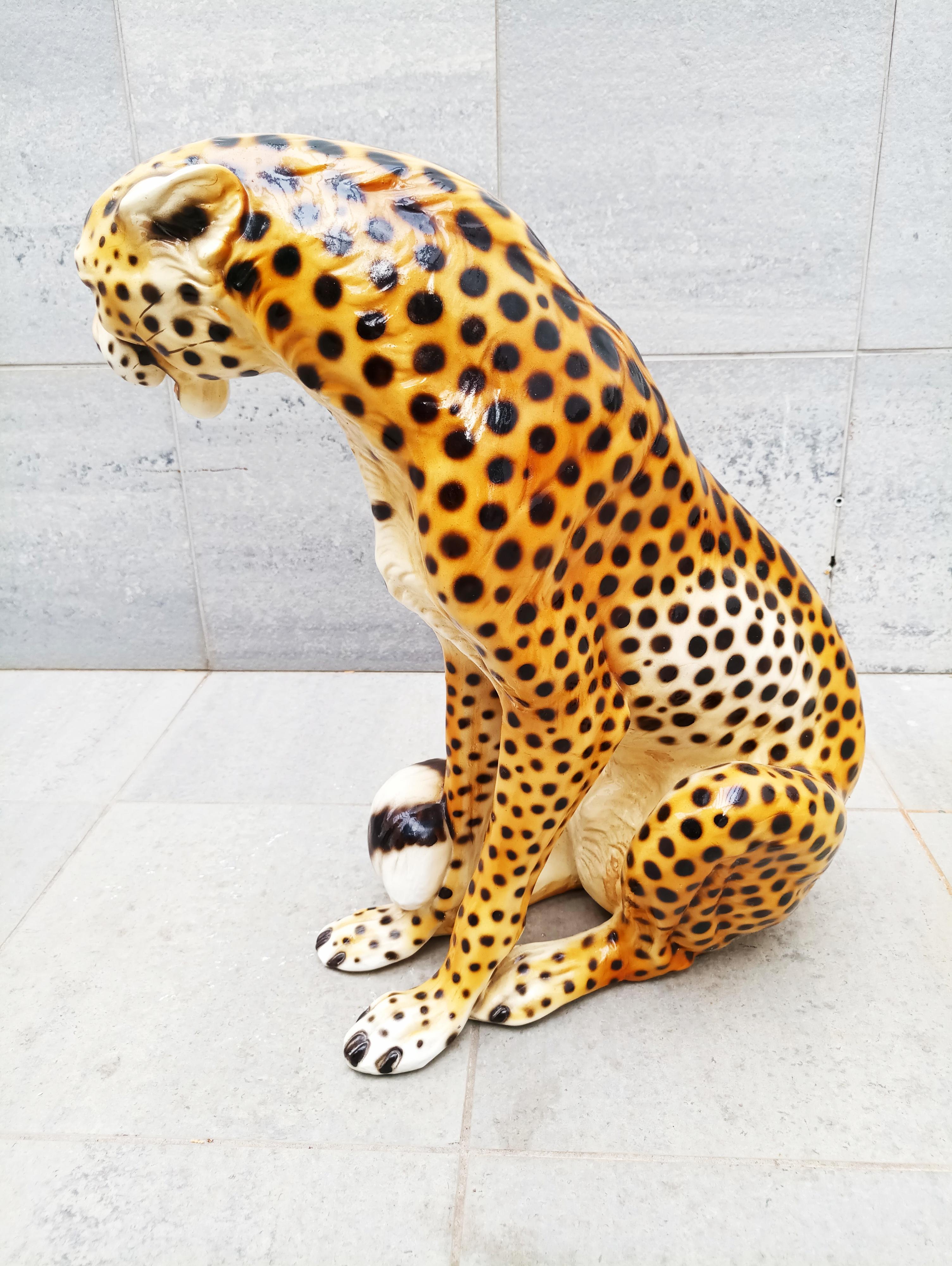 large ceramic cheetah