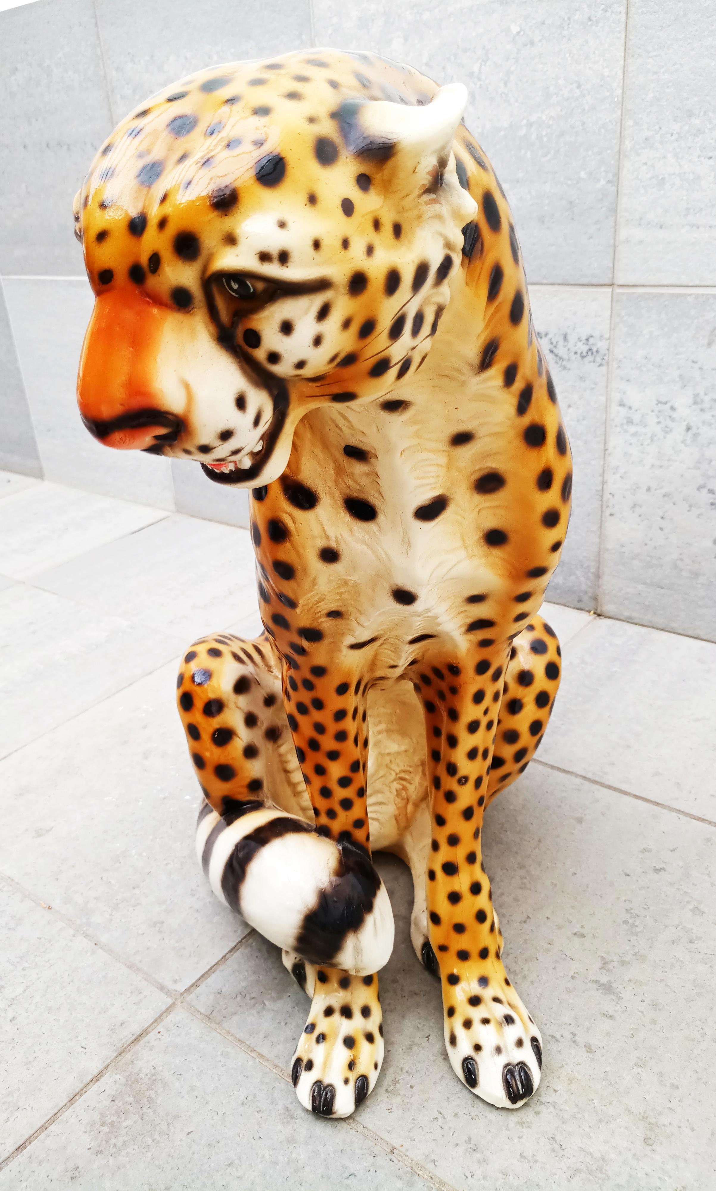 large ceramic cheetah statue