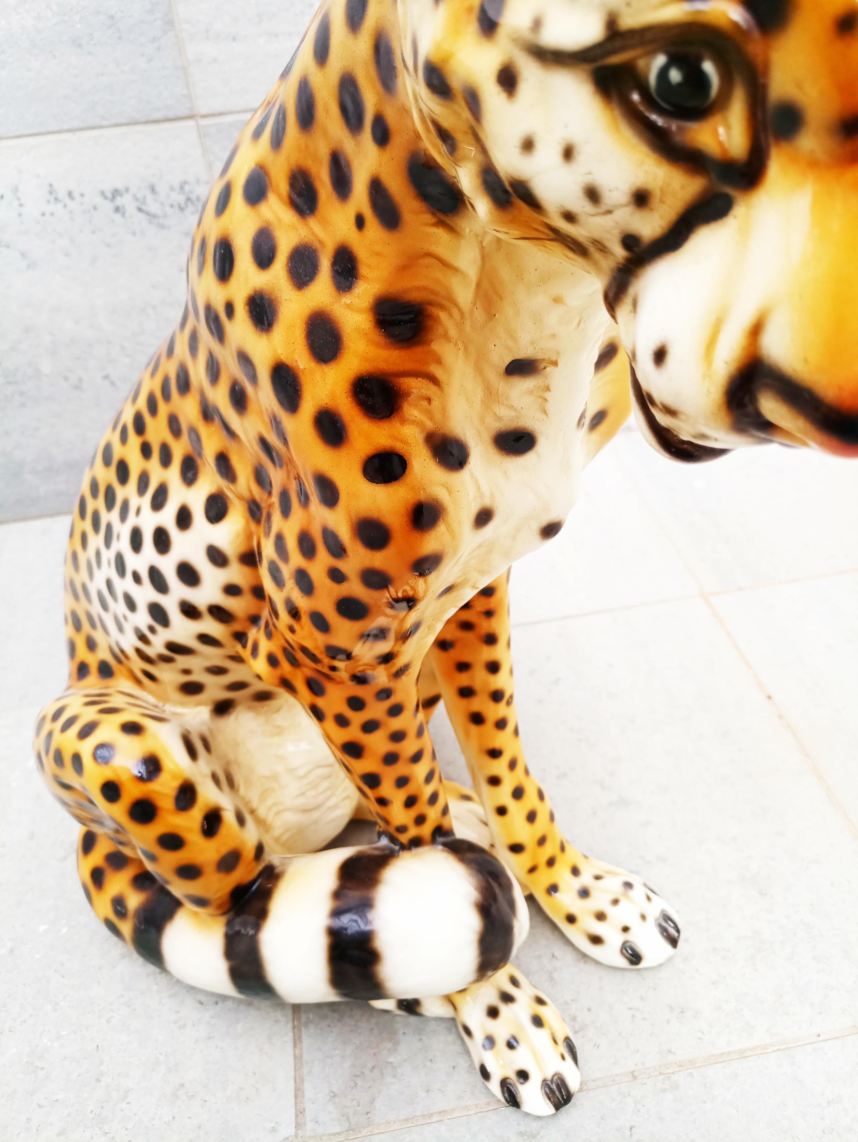 cheetah ceramic statue