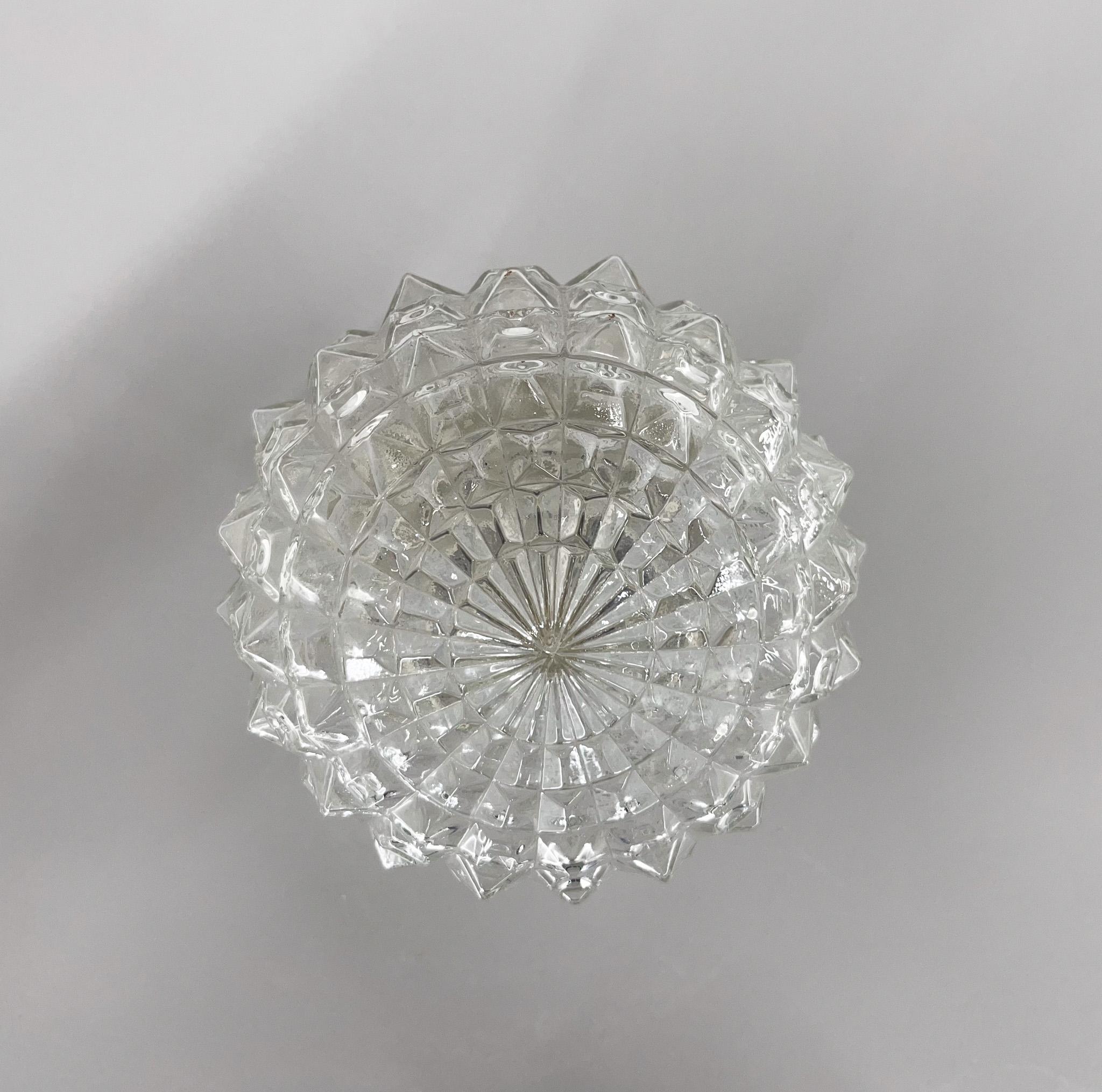 Mid-Century Ceramic & Clear Pressed Glass Wall Light For Sale 1