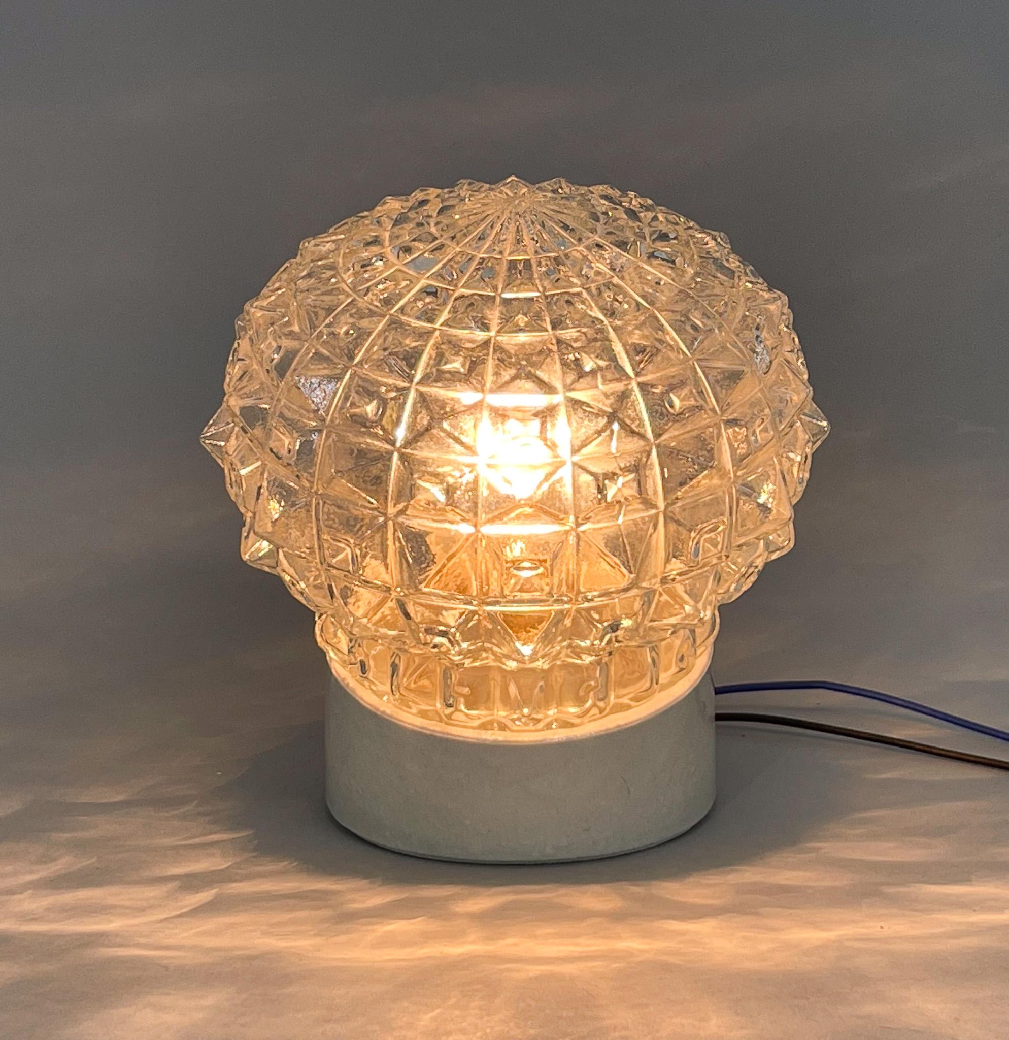 Mid-Century Ceramic & Clear Pressed Glass Wall Light For Sale 3