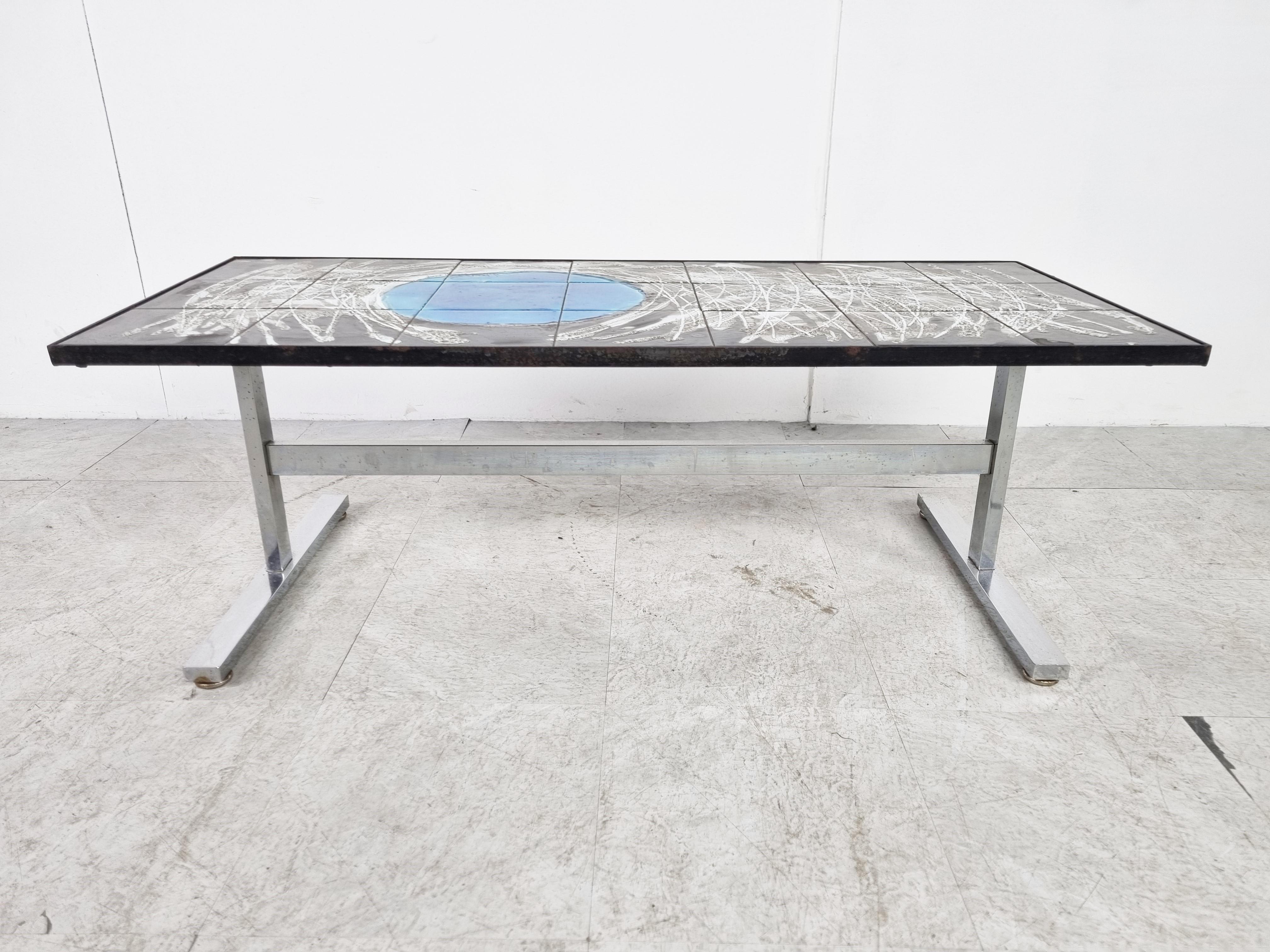 Mid-Century Modern Mid century ceramic coffee table by Juliette Belarti, 1960s For Sale