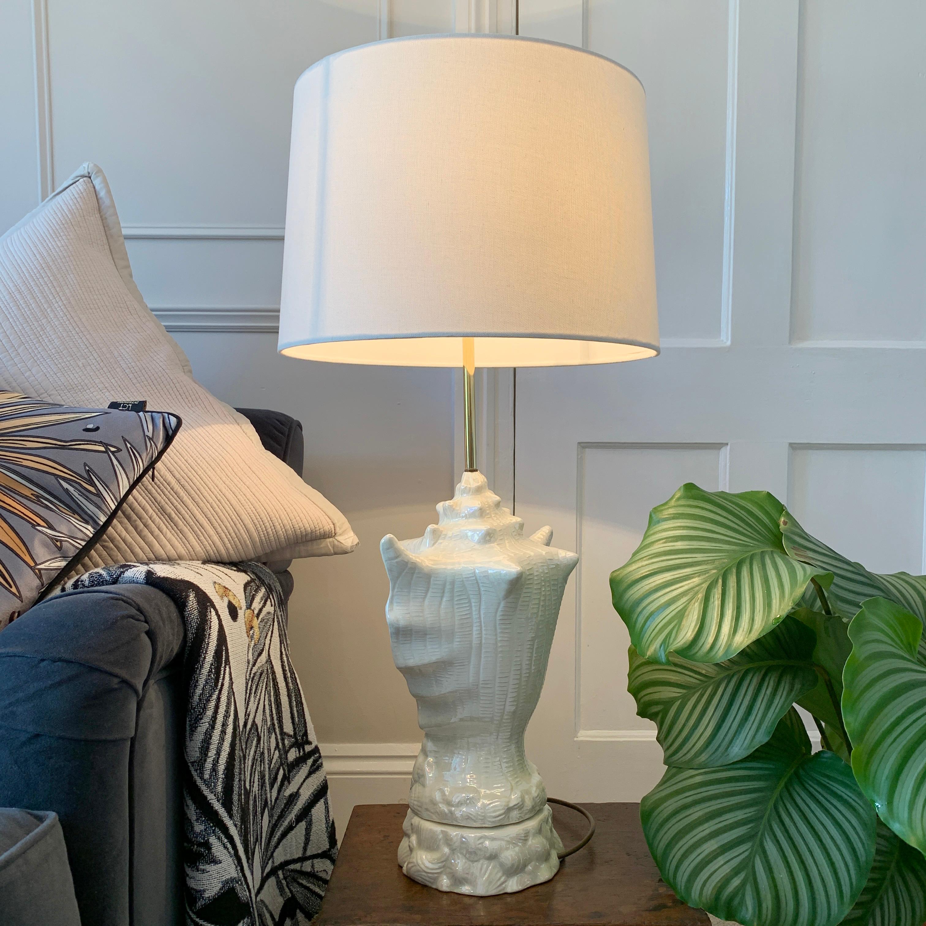American Mid Century Ceramic Conch Shell Table Lamp
