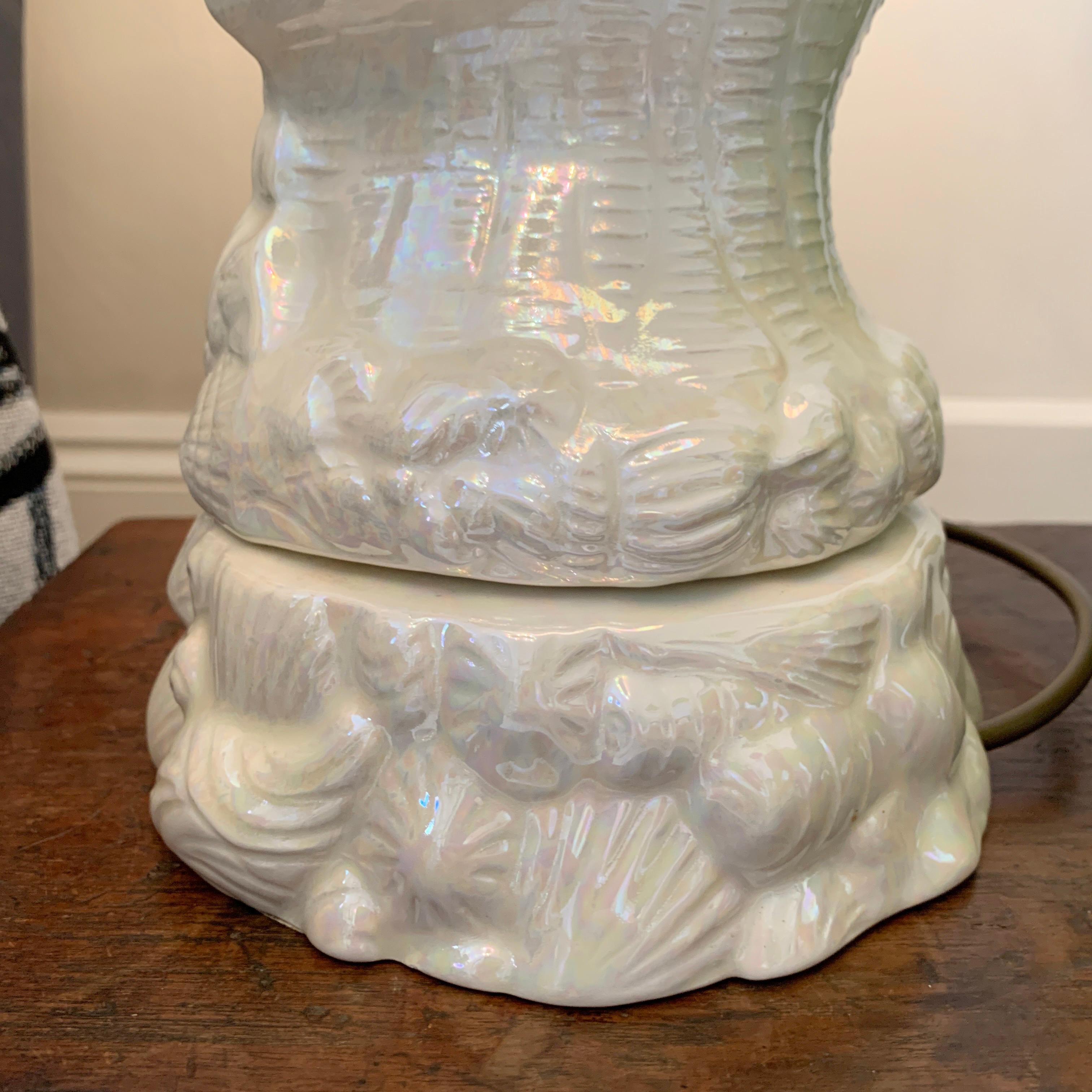 Mid Century Ceramic Conch Shell Table Lamp 1