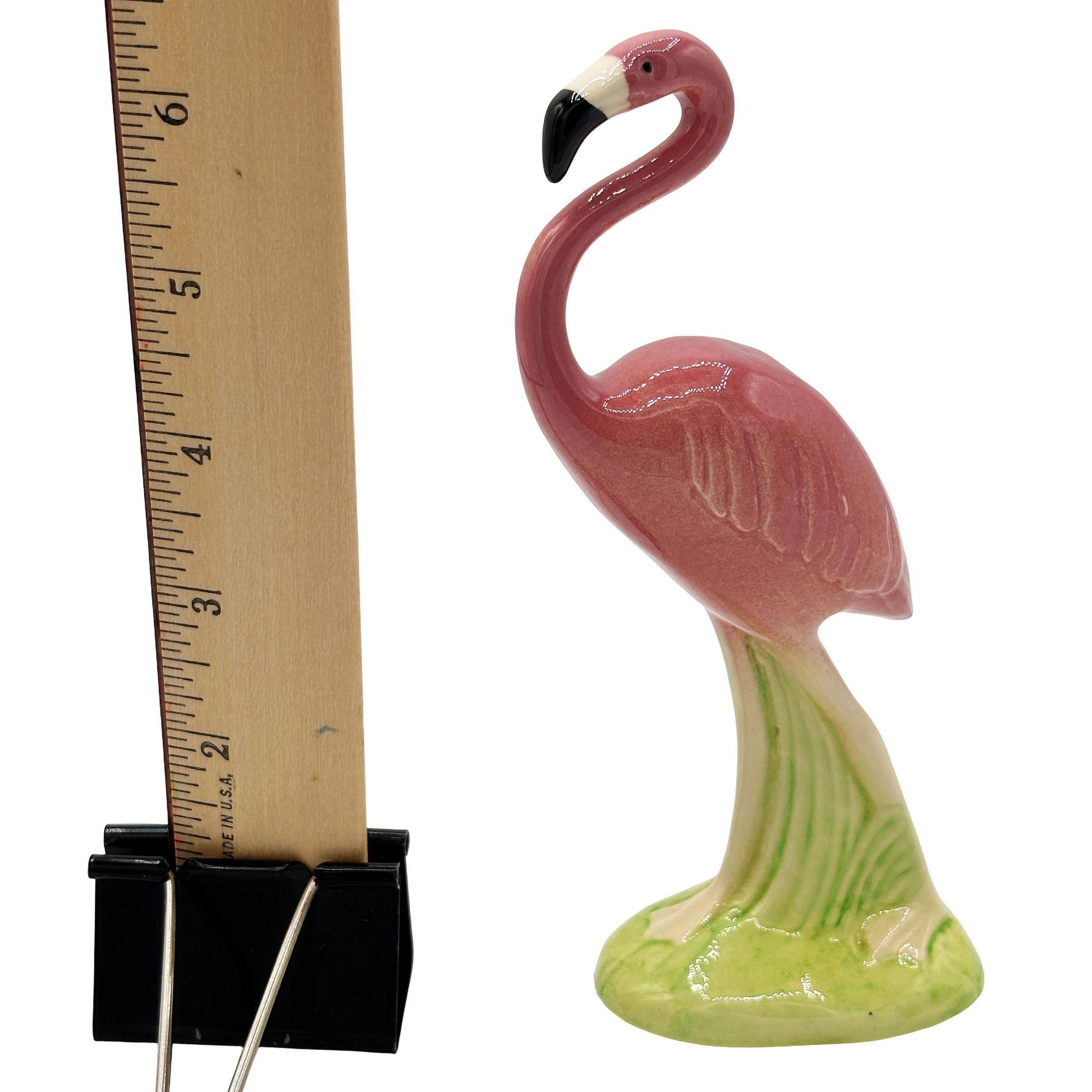 Mid-century Ceramic Curious Watcher Pink Flamingo Tabletop Statue by Metlox For Sale 1
