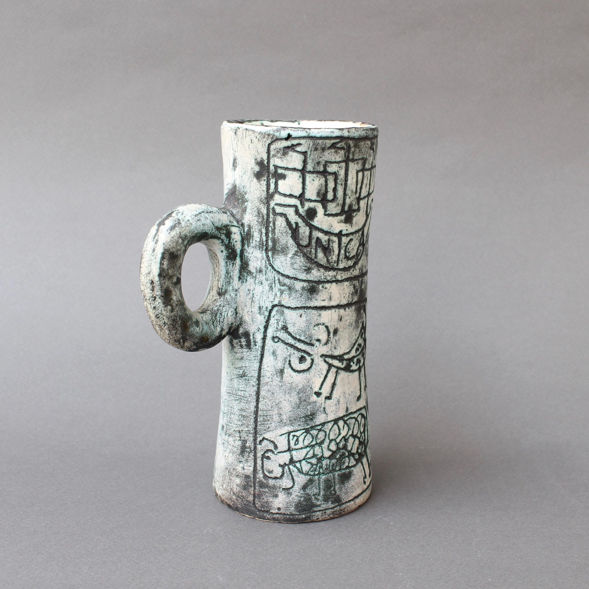Midcentury Ceramic Decorative Pitcher by Jacques Blin, circa 1950s, Small In Good Condition In London, GB