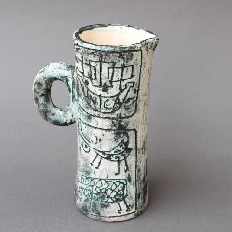 Midcentury Ceramic Decorative Pitcher by Jacques Blin, circa 1950s