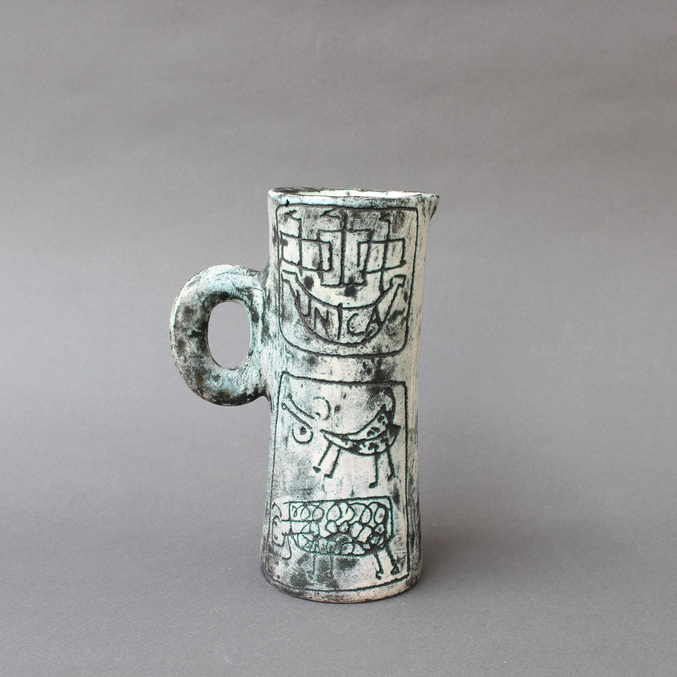 Midcentury Ceramic Decorative Pitcher by Jacques Blin, circa 1950s, Small 1