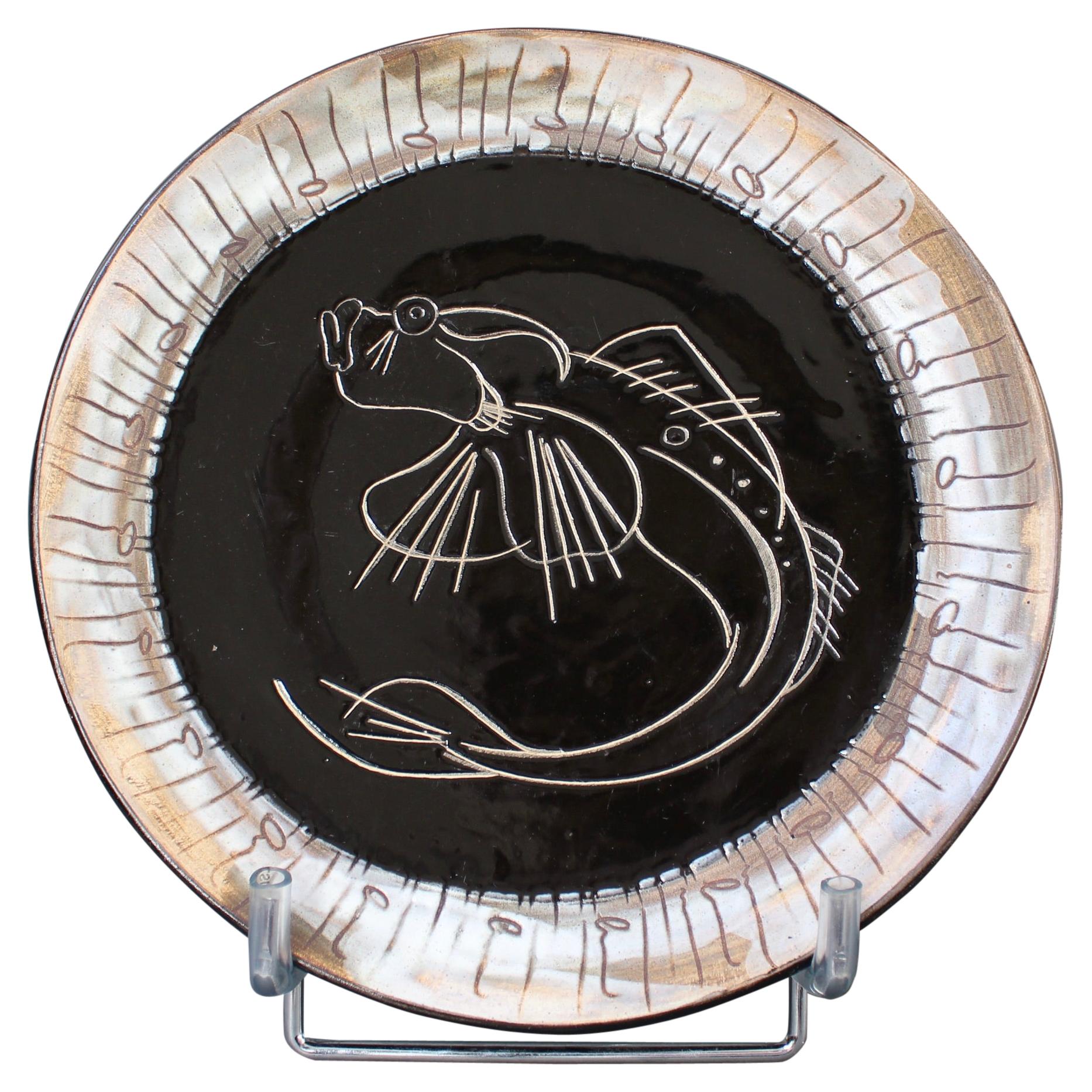 Mid-Century Ceramic Decorative Plate by Claude Vayssier for Atelier Cerenne For Sale