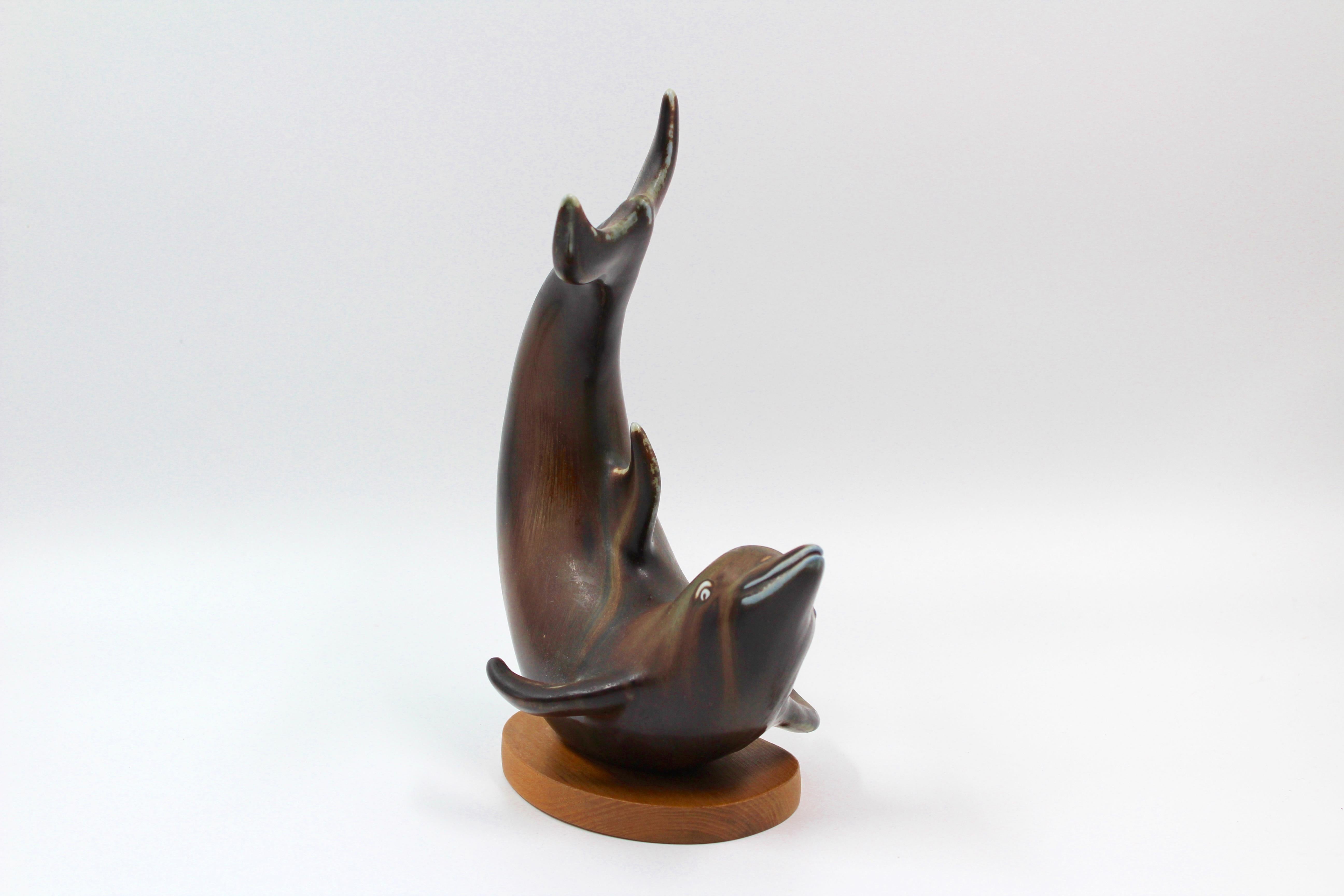 Scandinavian Modern Midcentury Ceramic Dolphin by Gunnar Nylund, Rörstrand, 1950s For Sale