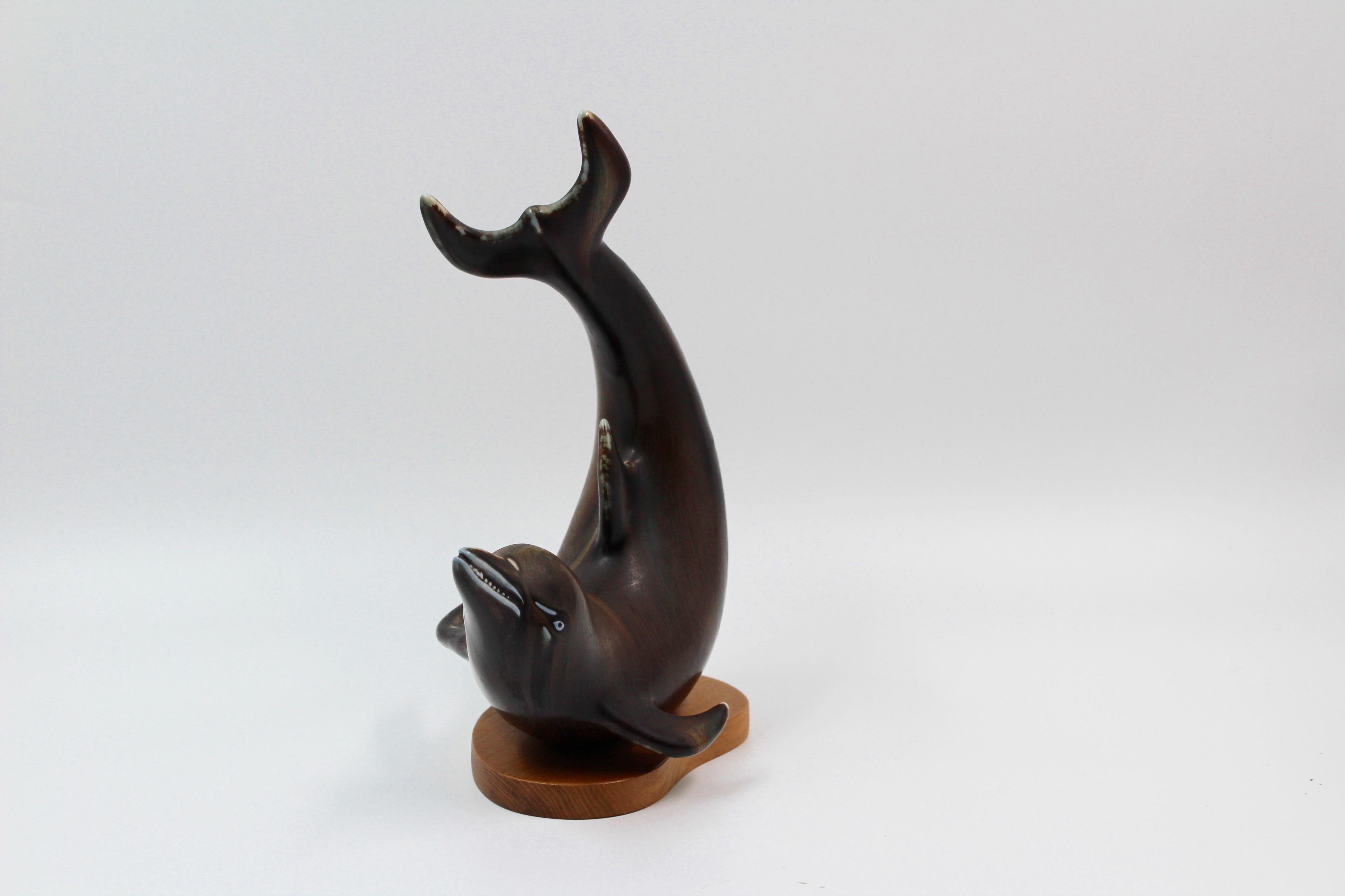 Swedish Midcentury Ceramic Dolphin by Gunnar Nylund, Rörstrand, 1950s For Sale
