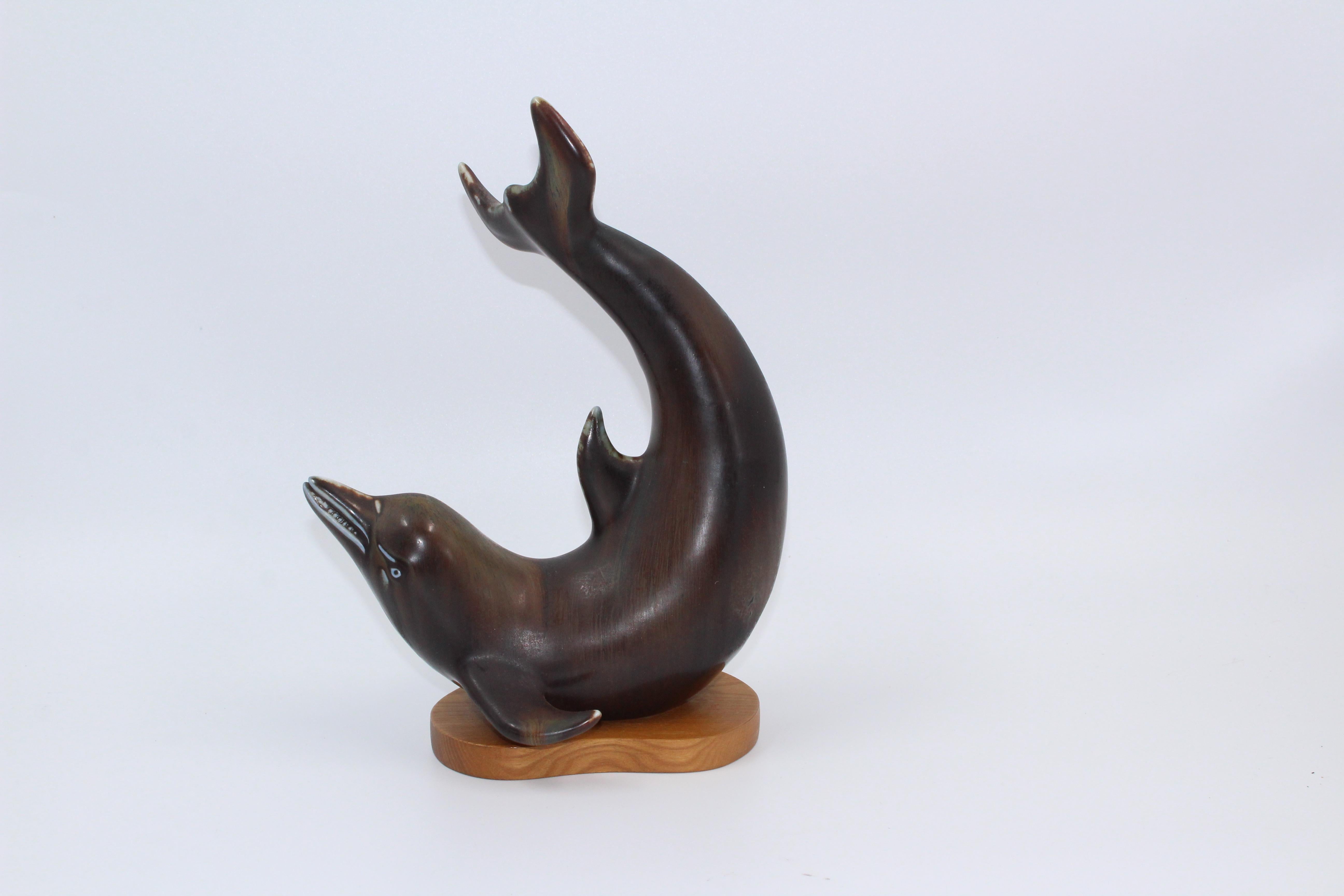 Midcentury Ceramic Dolphin by Gunnar Nylund, Rörstrand, 1950s In Good Condition For Sale In Malmo, SE