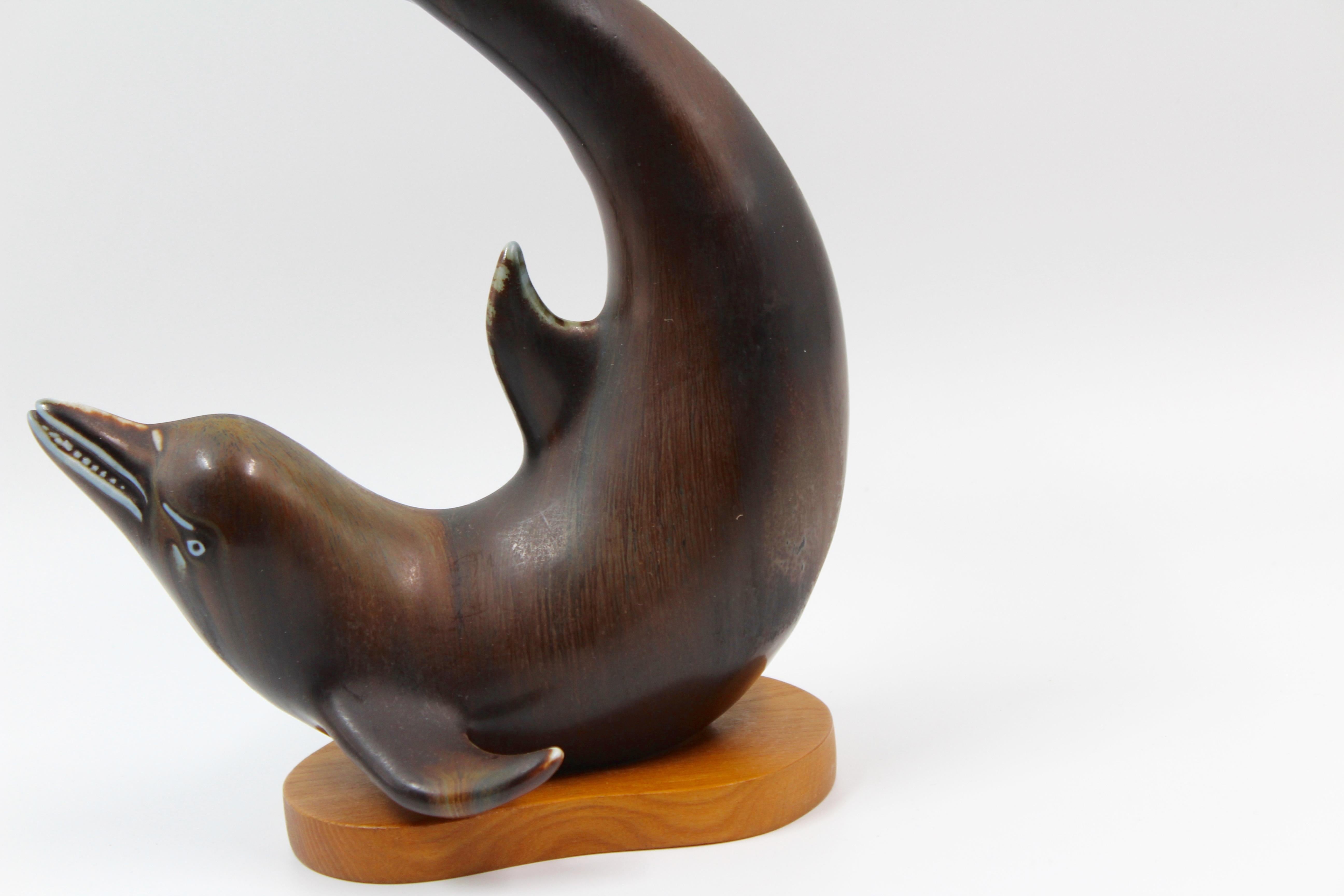 Mid-20th Century Midcentury Ceramic Dolphin by Gunnar Nylund, Rörstrand, 1950s For Sale