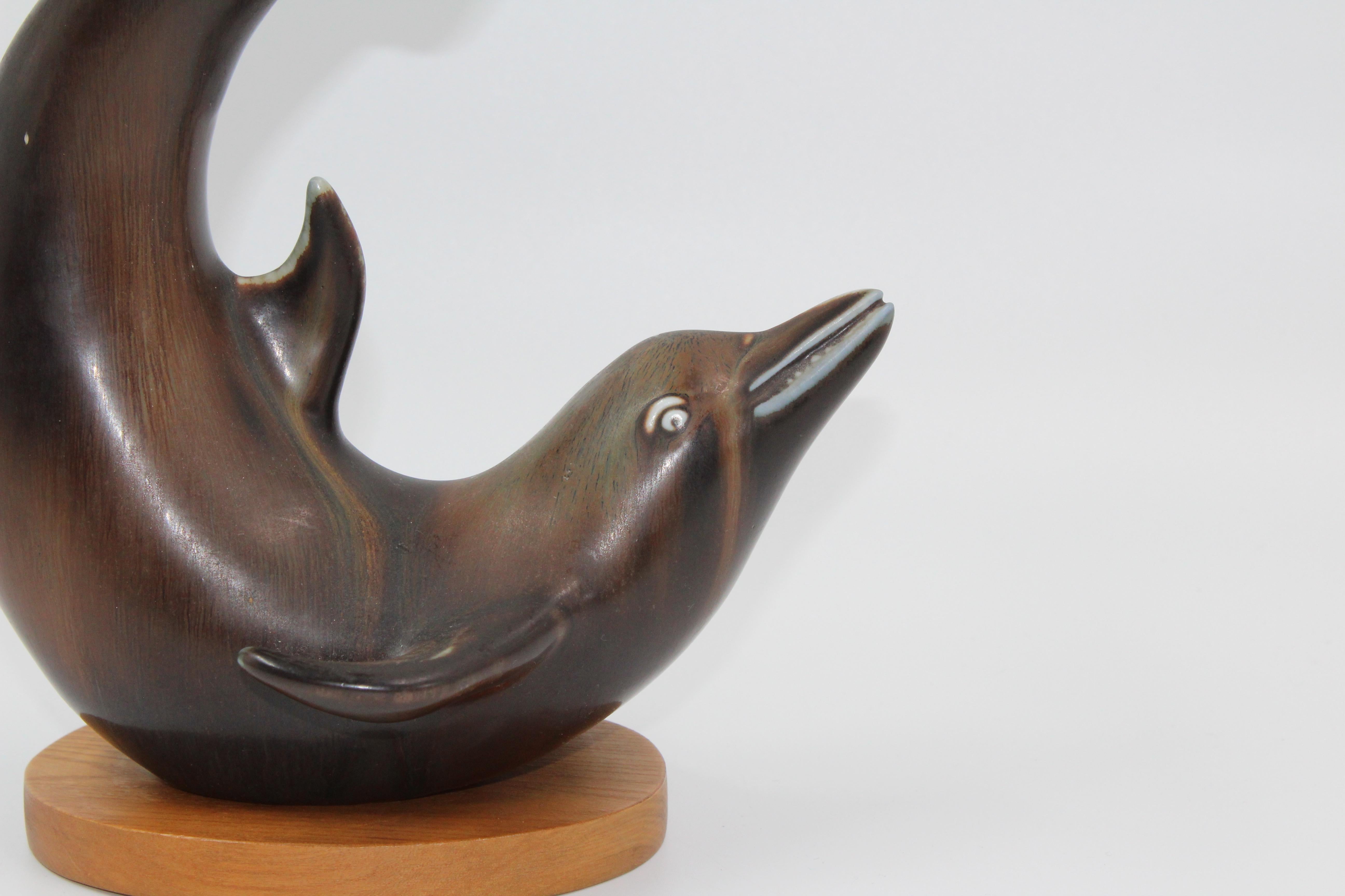 Midcentury Ceramic Dolphin by Gunnar Nylund, Rörstrand, 1950s For Sale 1