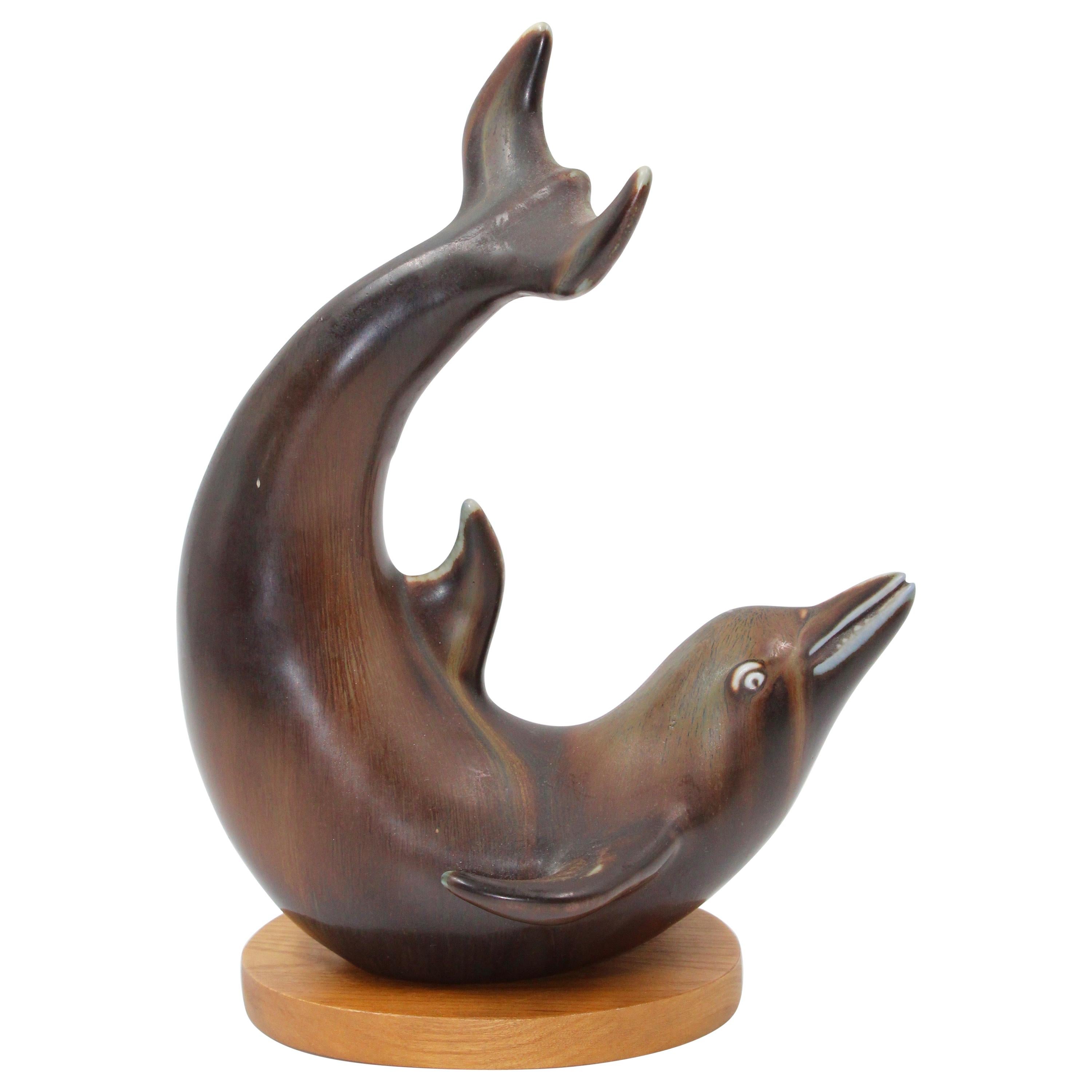 Midcentury Ceramic Dolphin by Gunnar Nylund, Rörstrand, 1950s For Sale