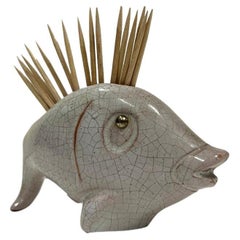 Mid-Century Ceramic Fish Fish Potter Stand by Leopold Anzengruber, Vienna