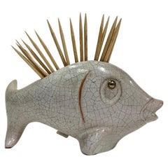 Keramik-Fisch-Fisch-Töpferständer aus der Mitte des Jahrhunderts von Leopold Anzengruber, Wien, Österreich
