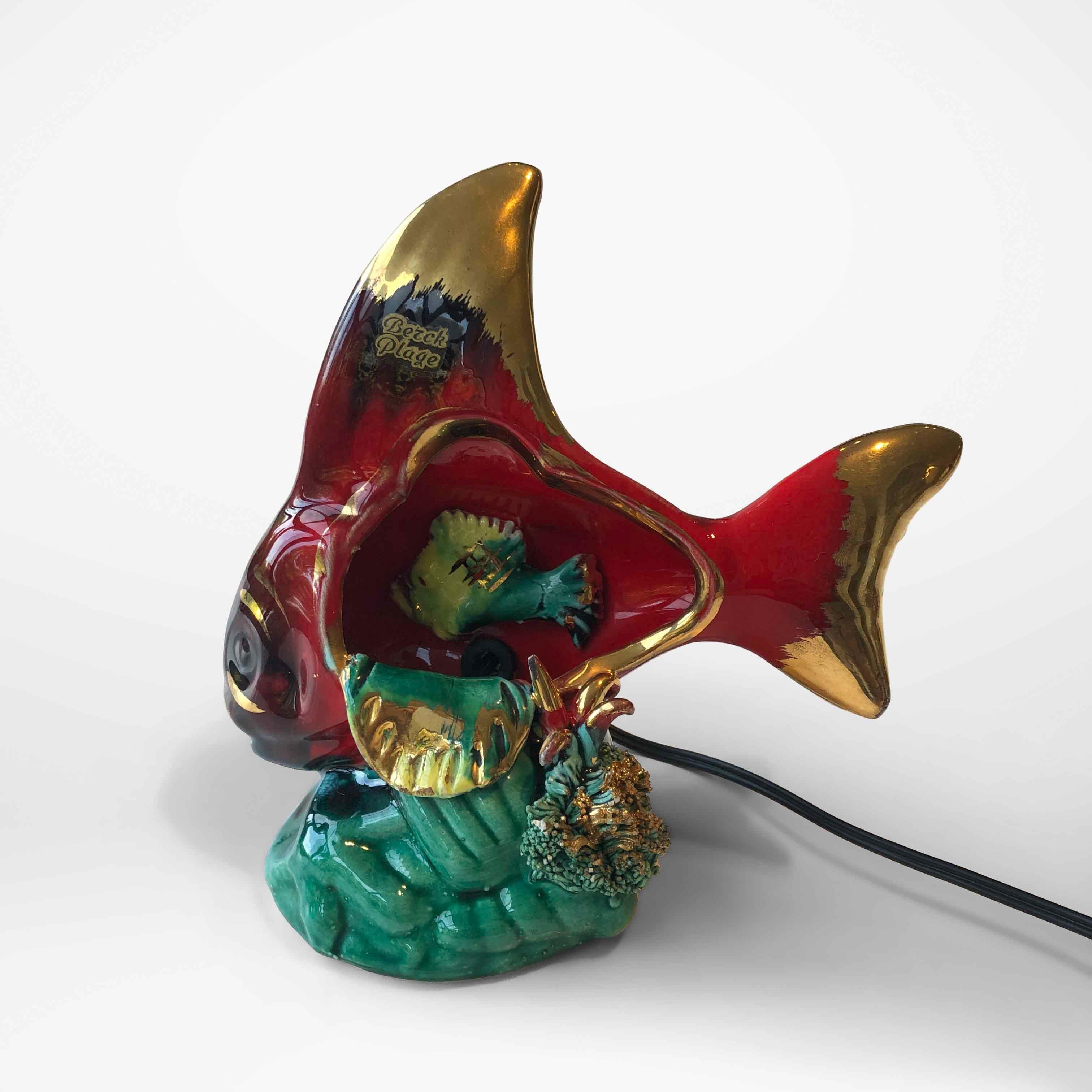 Mid Century Ceramic Fish Lamp Vallauris For Sale at 1stDibs