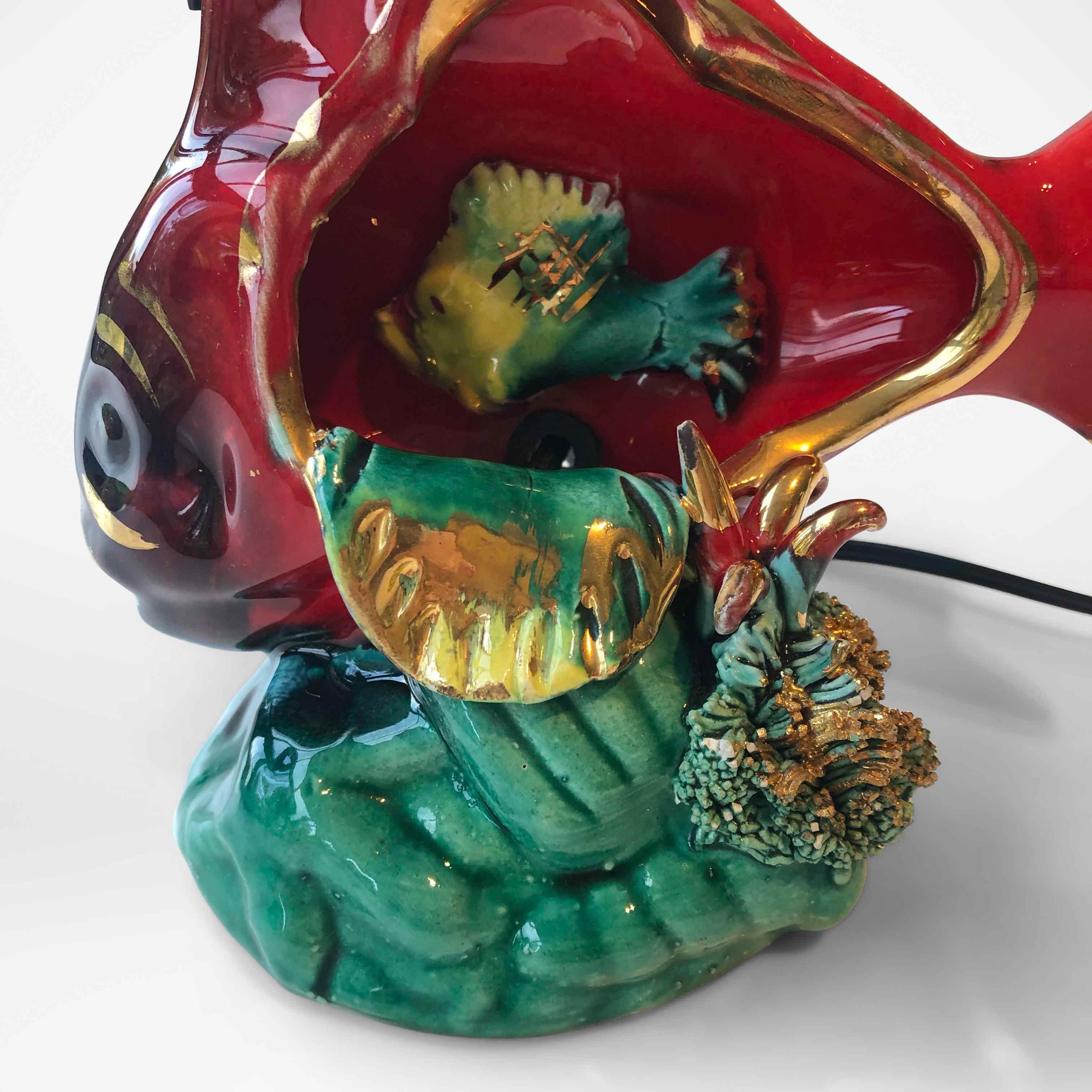 Mid Century Ceramic Fish Lamp Vallauris For Sale at 1stDibs