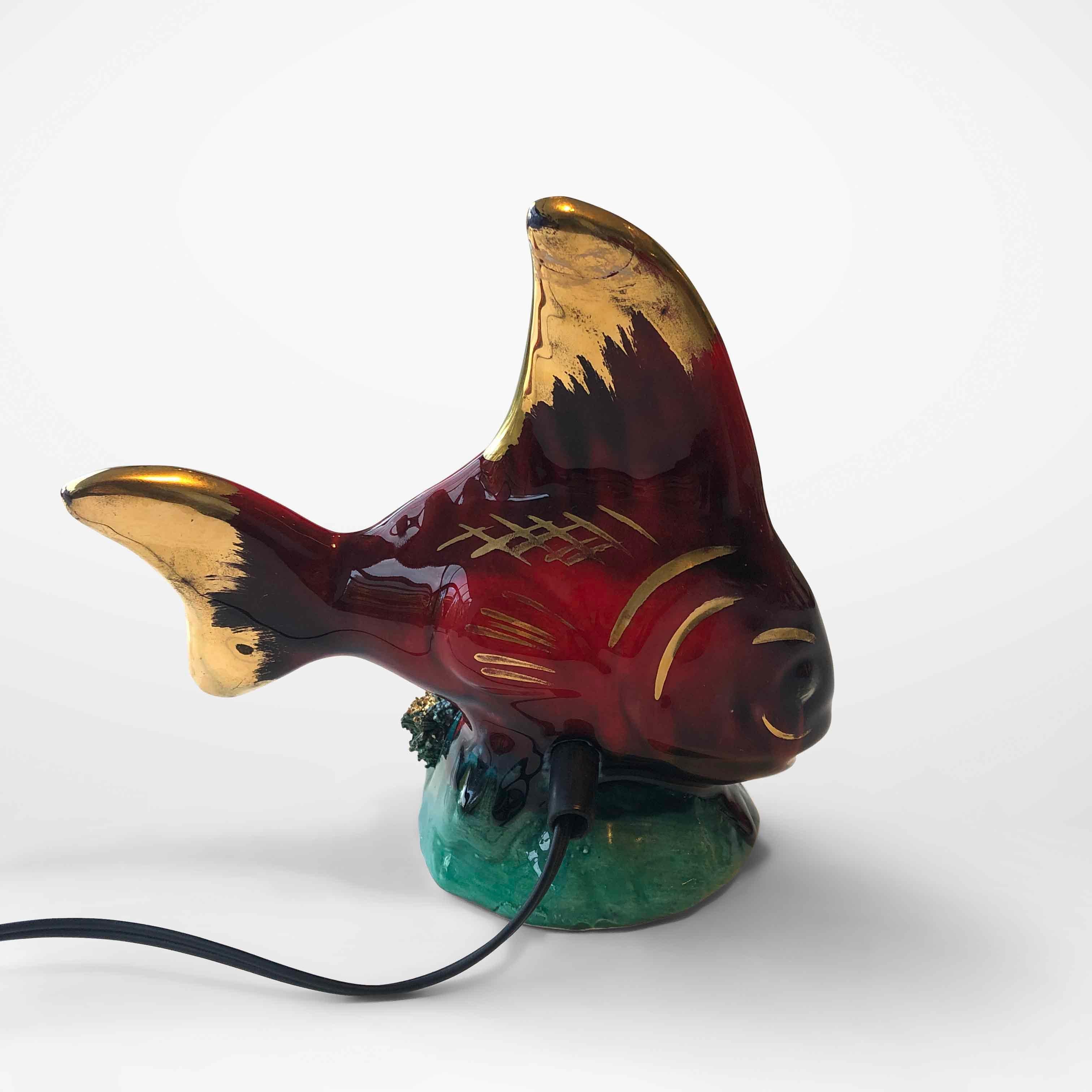 Mid Century Ceramic Fish Lamp Vallauris For Sale at 1stDibs