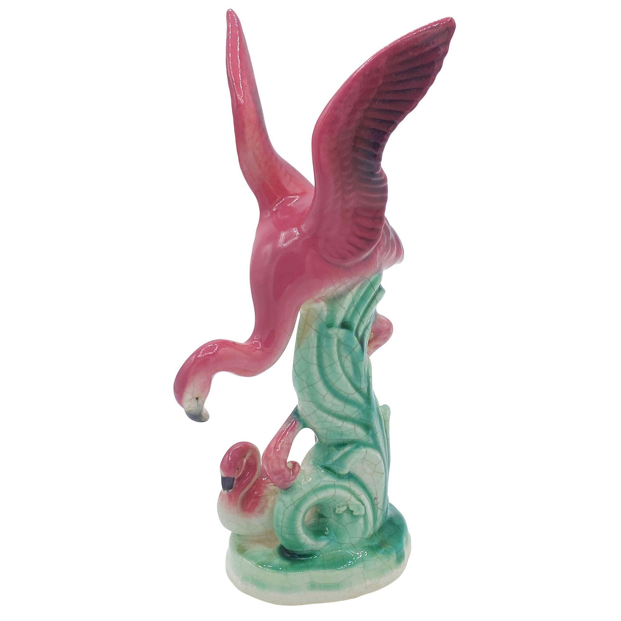 Keramisches Flamingo-Figuren- und Vasen-Set aus der Mitte des Jahrhunderts von Maddux & Leftons im Angebot 4