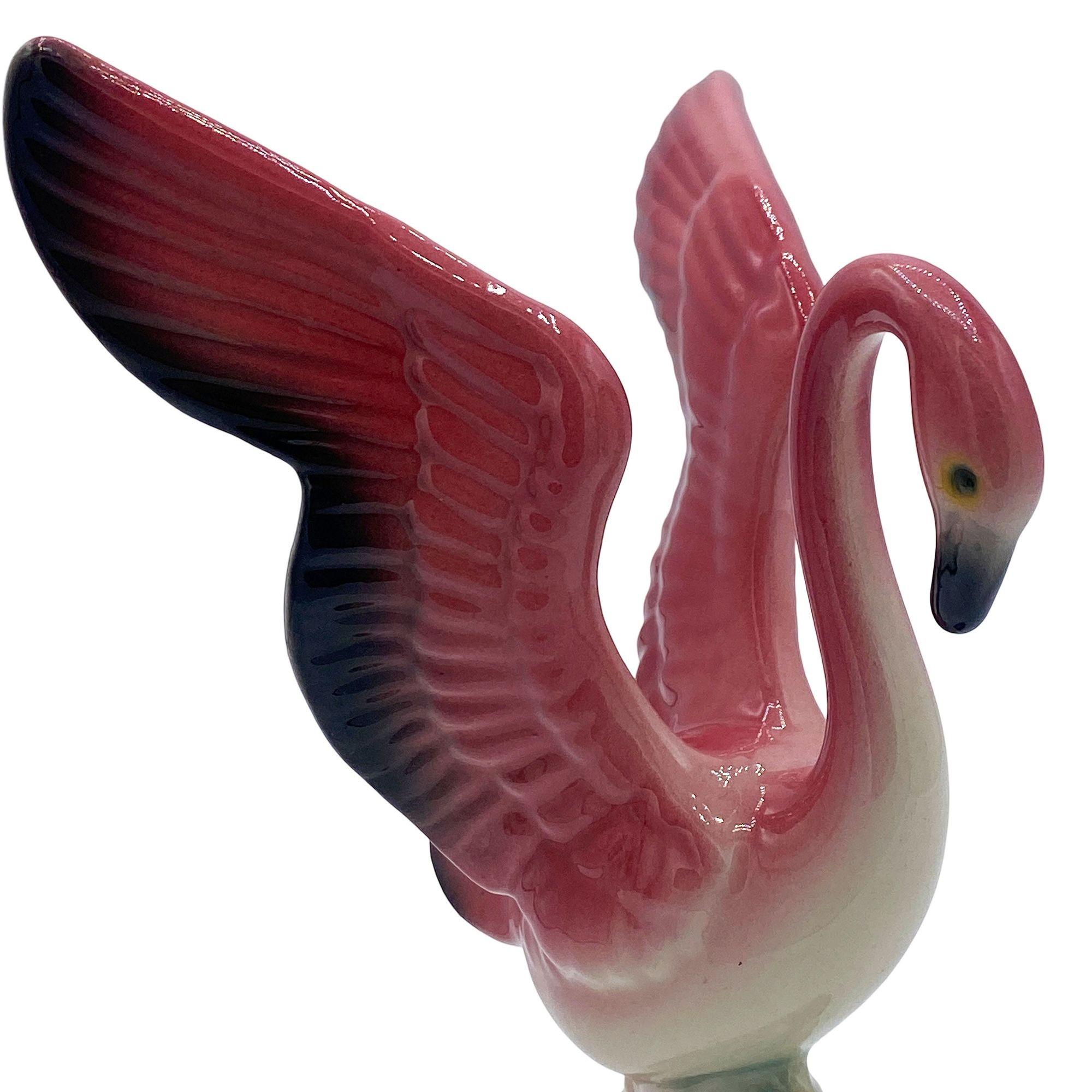 Keramisches Flamingo-Figuren- und Vasen-Set aus der Mitte des Jahrhunderts von Maddux & Leftons im Zustand „Hervorragend“ im Angebot in Van Nuys, CA