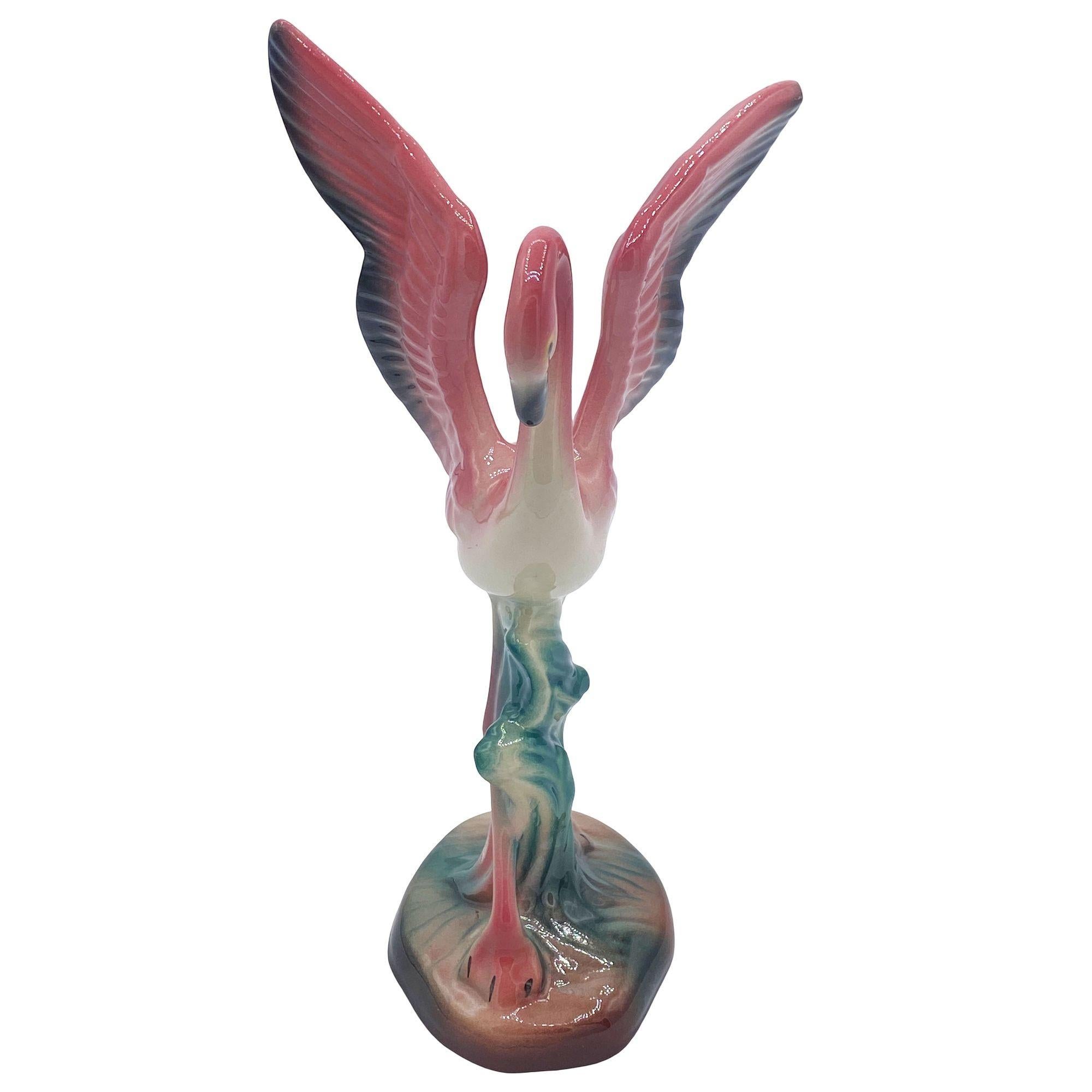 Keramisches Flamingo-Figuren- und Vasen-Set aus der Mitte des Jahrhunderts von Maddux & Leftons (Mitte des 20. Jahrhunderts) im Angebot