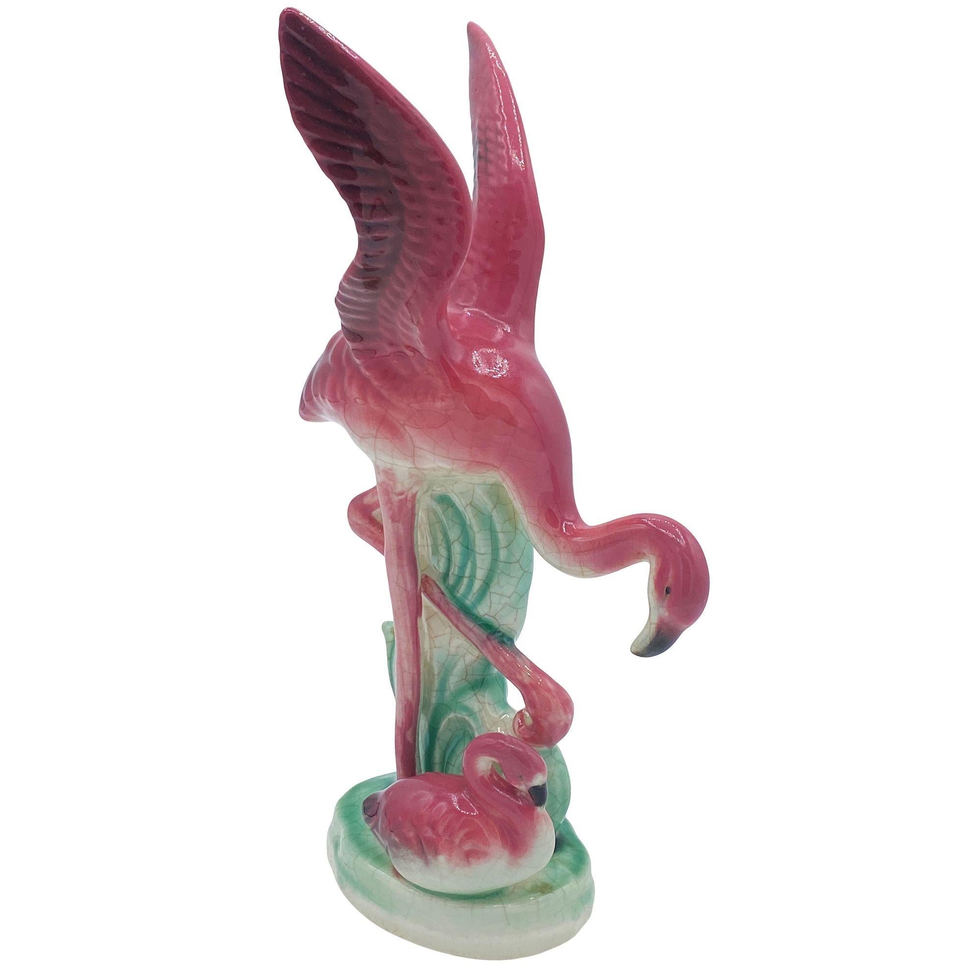 Keramisches Flamingo-Figuren- und Vasen-Set aus der Mitte des Jahrhunderts von Maddux & Leftons im Angebot 2