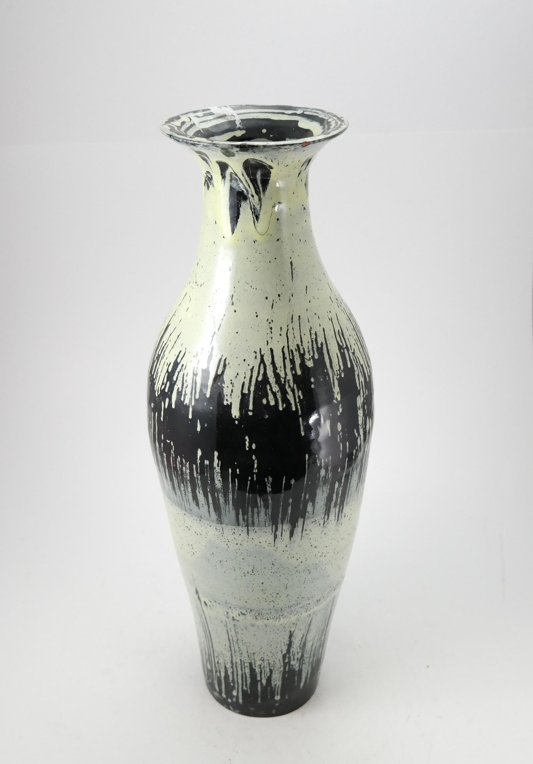 Midcentury ceramic floor vase with high gloss glase, 1970s.