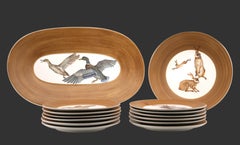 Set da pranzo in ceramica per la caccia di metà secolo di Marcel Guillot, anni '50