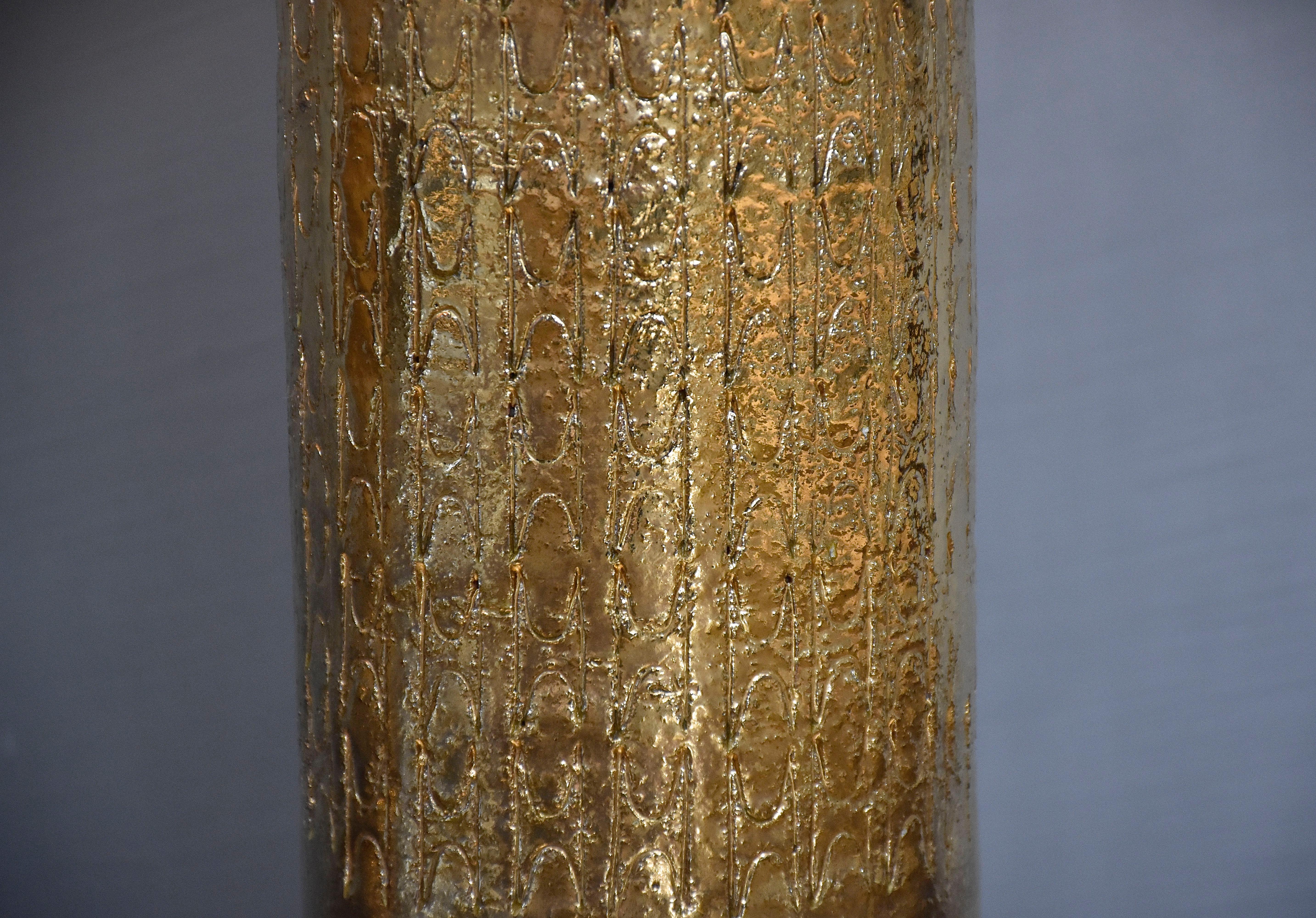 Doré Céramique dorée du milieu du siècle  Paire de lampes de table Bitossi pour Berboms en vente