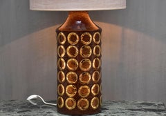 Lampe de table en céramique émaillée marron et or du milieu du siècle par Bitossi