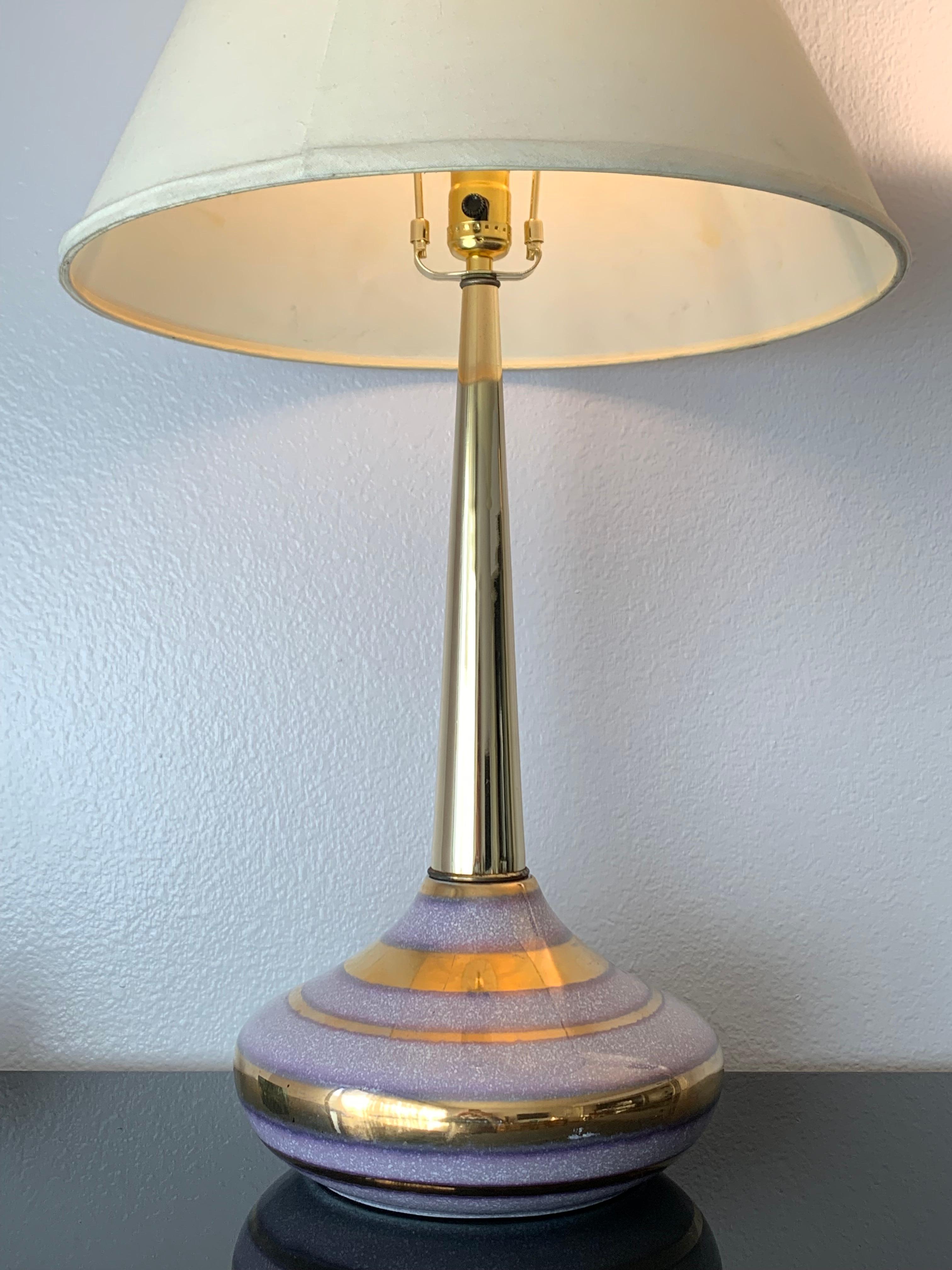 Mid-Century Modern Midcentury Ceramic Gold Glaze Lamp