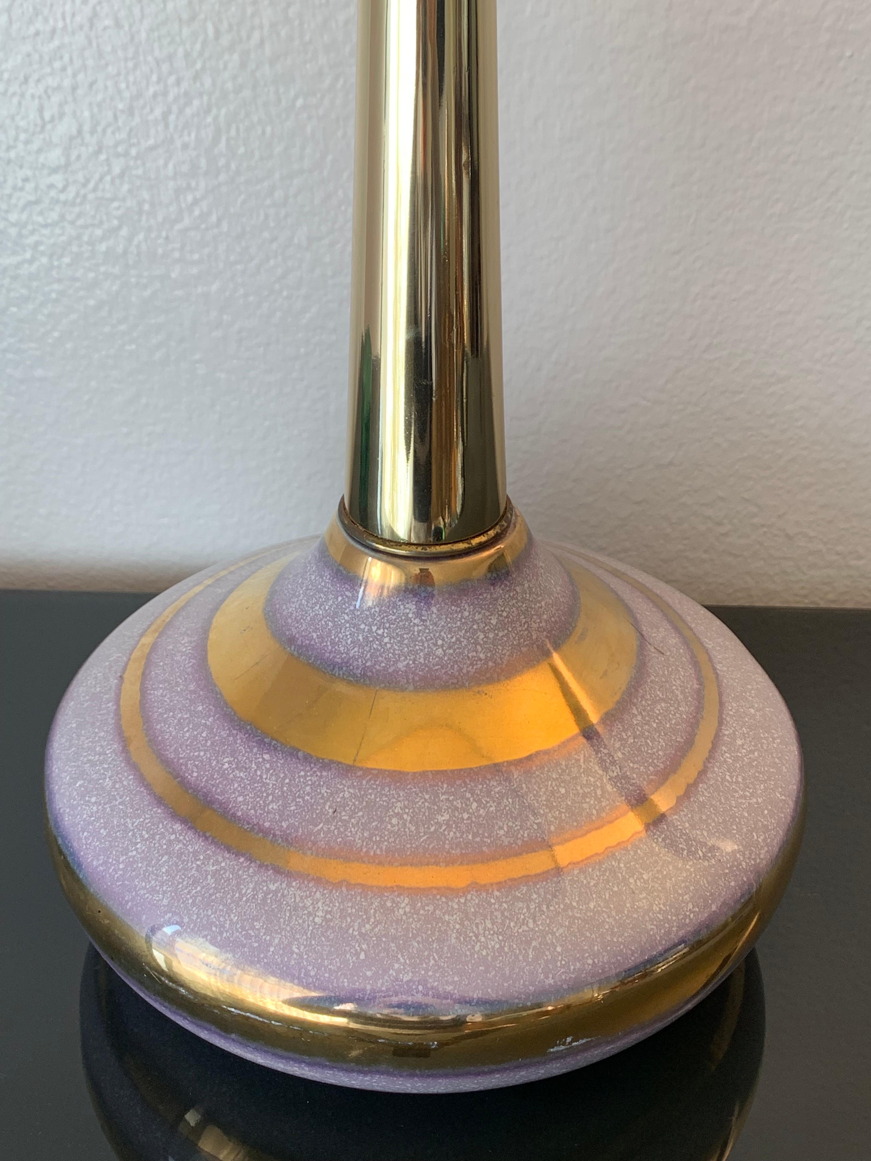Glazed Midcentury Ceramic Gold Glaze Lamp