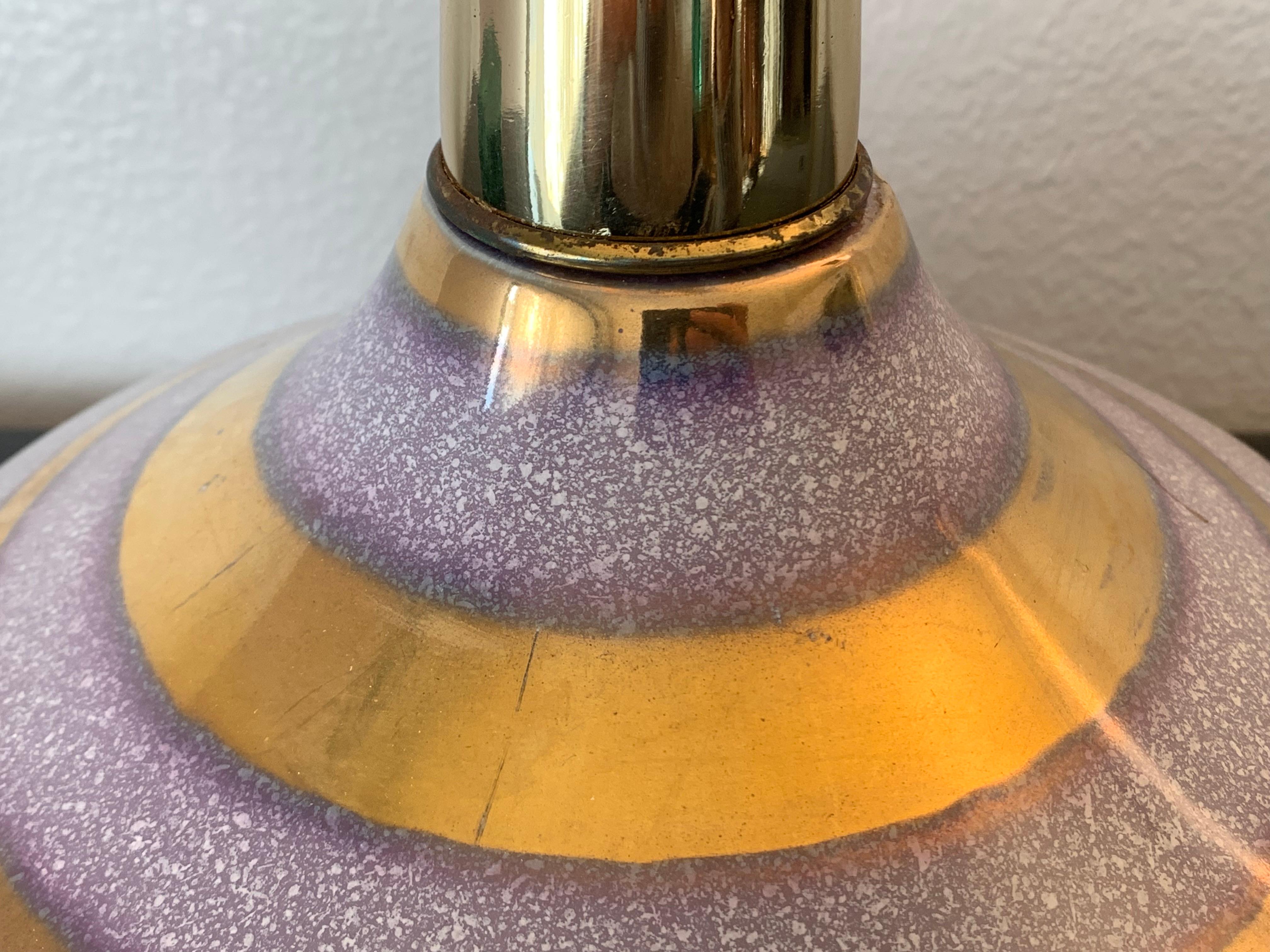 Midcentury Ceramic Gold Glaze Lamp In Good Condition In North Hollywood, CA