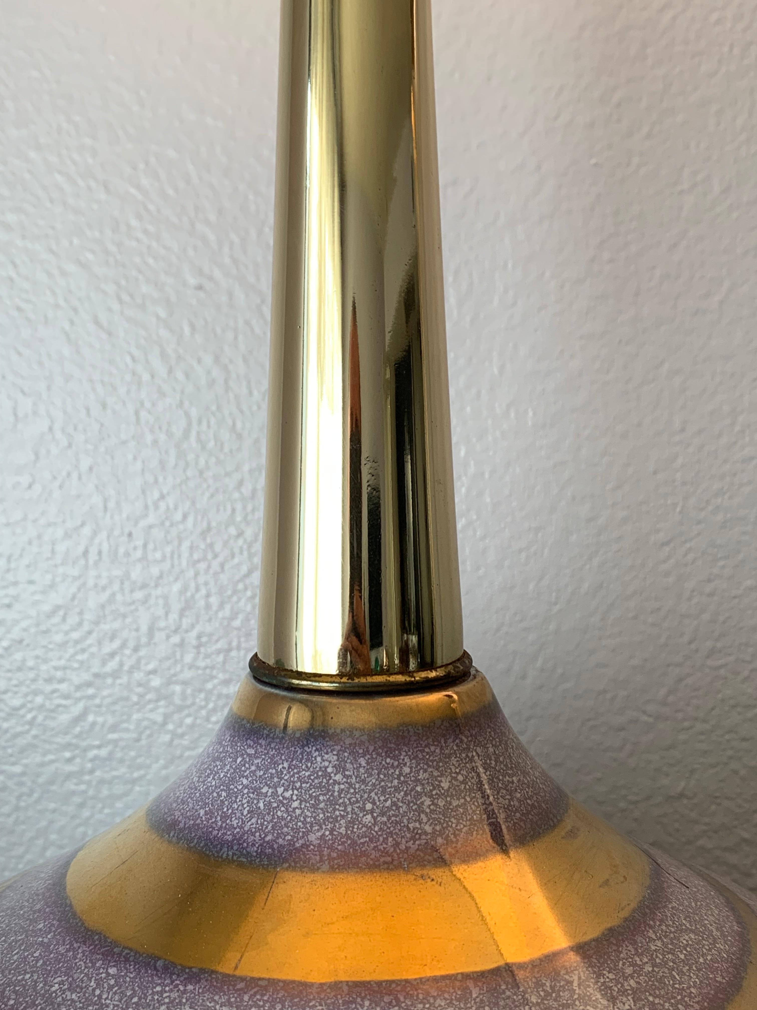 Midcentury Ceramic Gold Glaze Lamp 1
