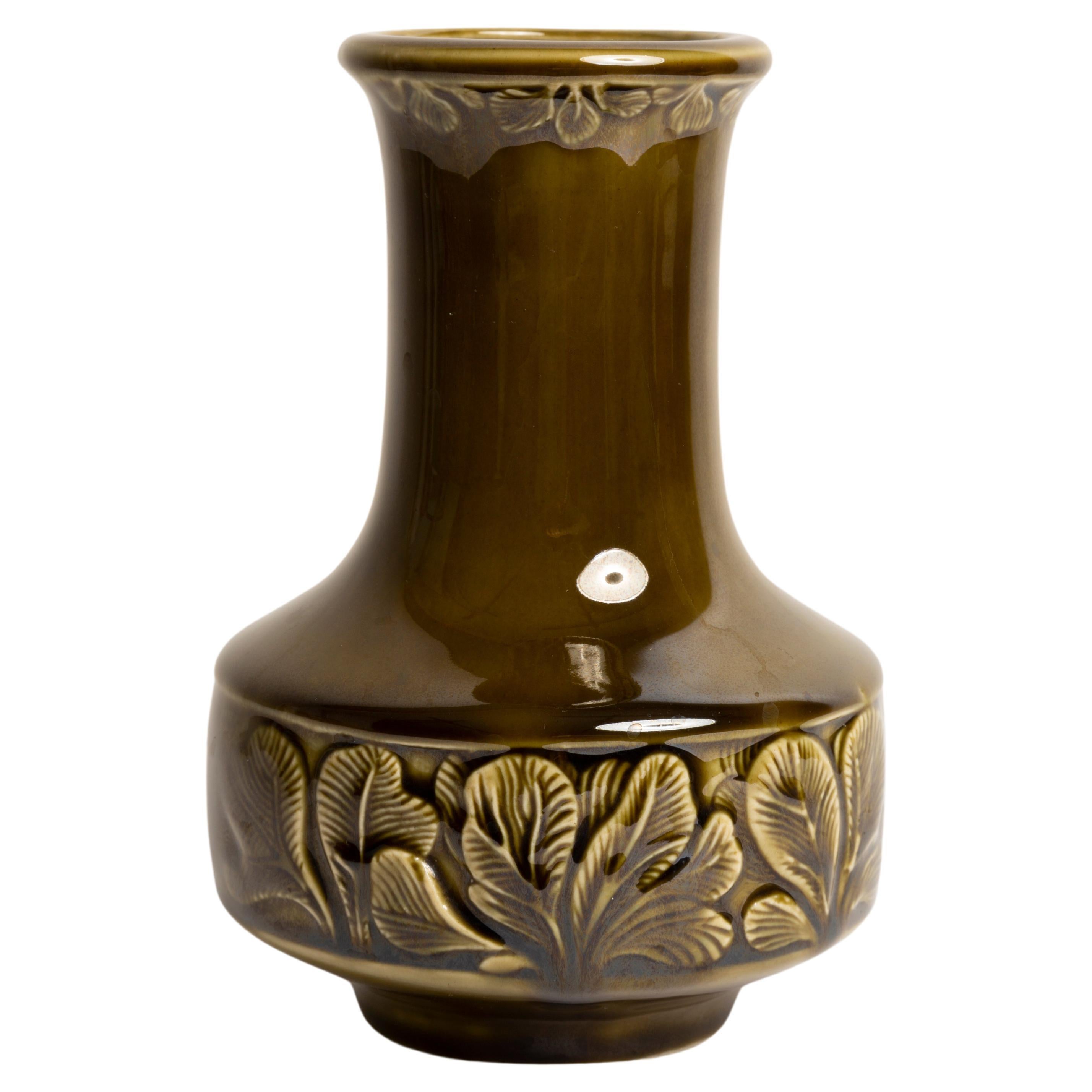 Midcentury Ceramic Green Vase, Europe, 1960s For Sale