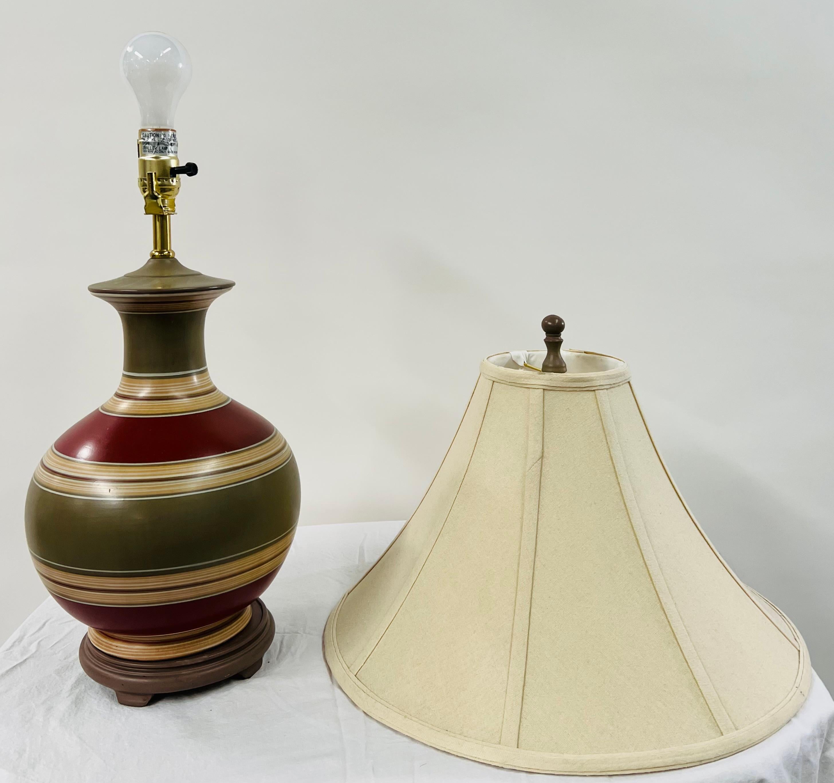 Lampe de table en céramique peinte à la main du milieu du siècle dernier en vente 1