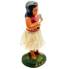 Mid-Century Ceramic Hawaii Hula Girl Dancing Ukulele Player Bobble Doll