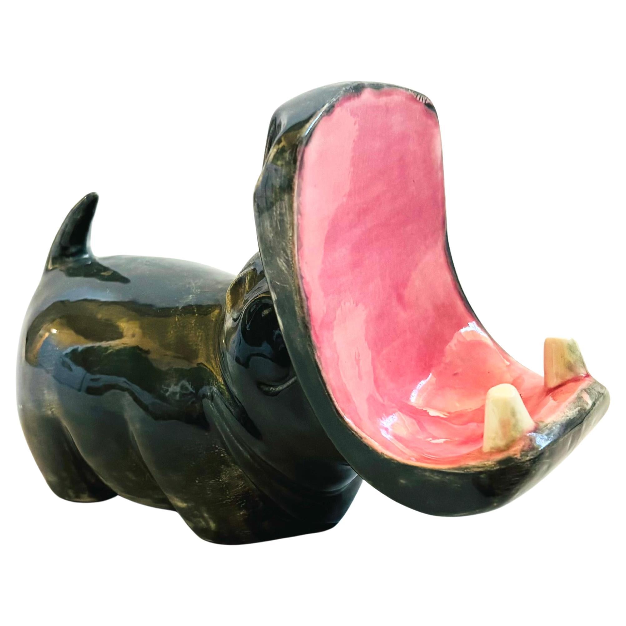 Porte-cartes de visite Hippo en céramique du milieu du siècle