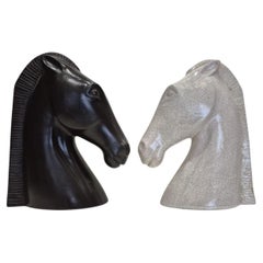 Mid-century ceramic horse bookends by Anzengruber